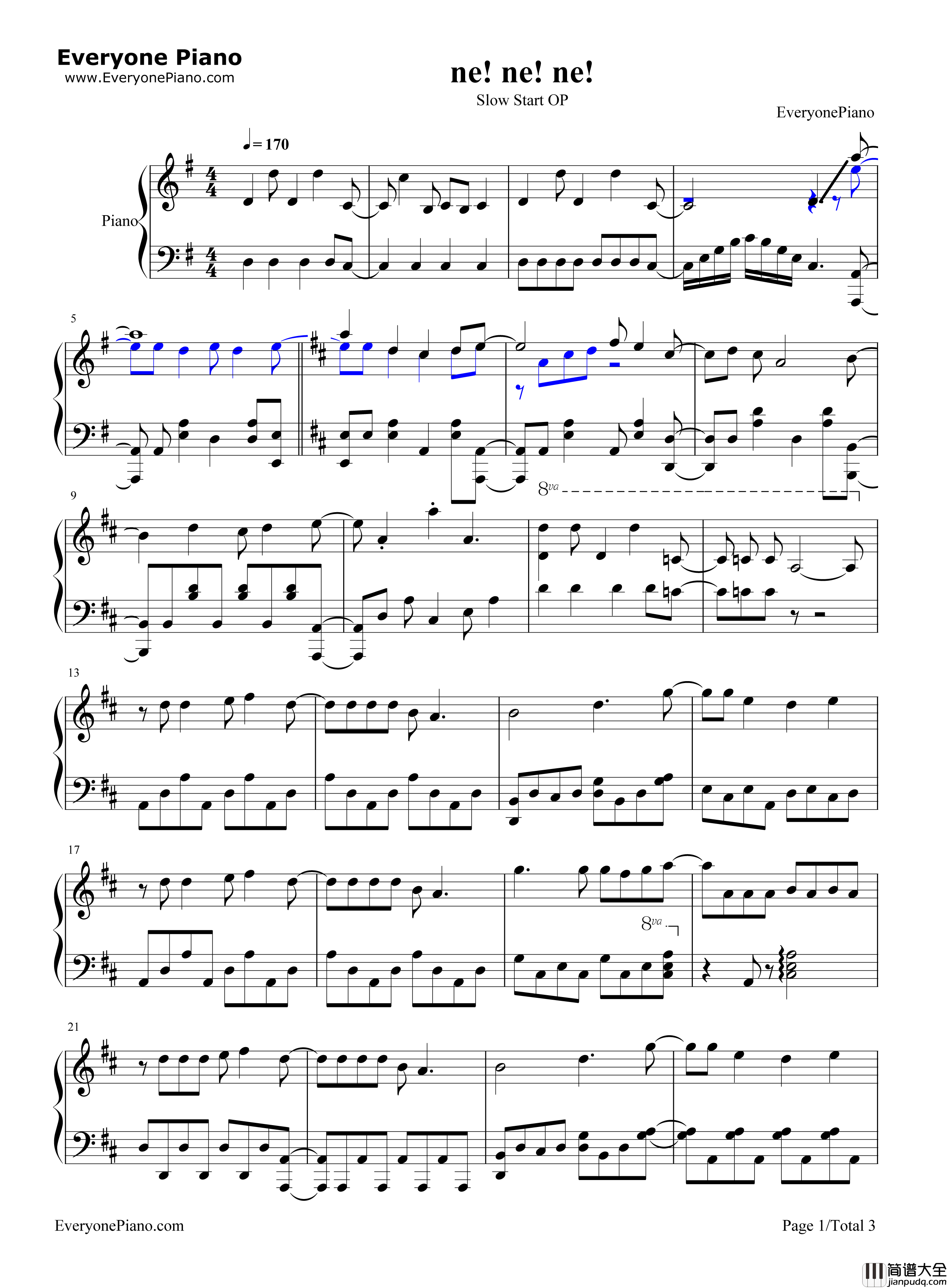 Ne_ne_ne钢琴谱_STARTails☆