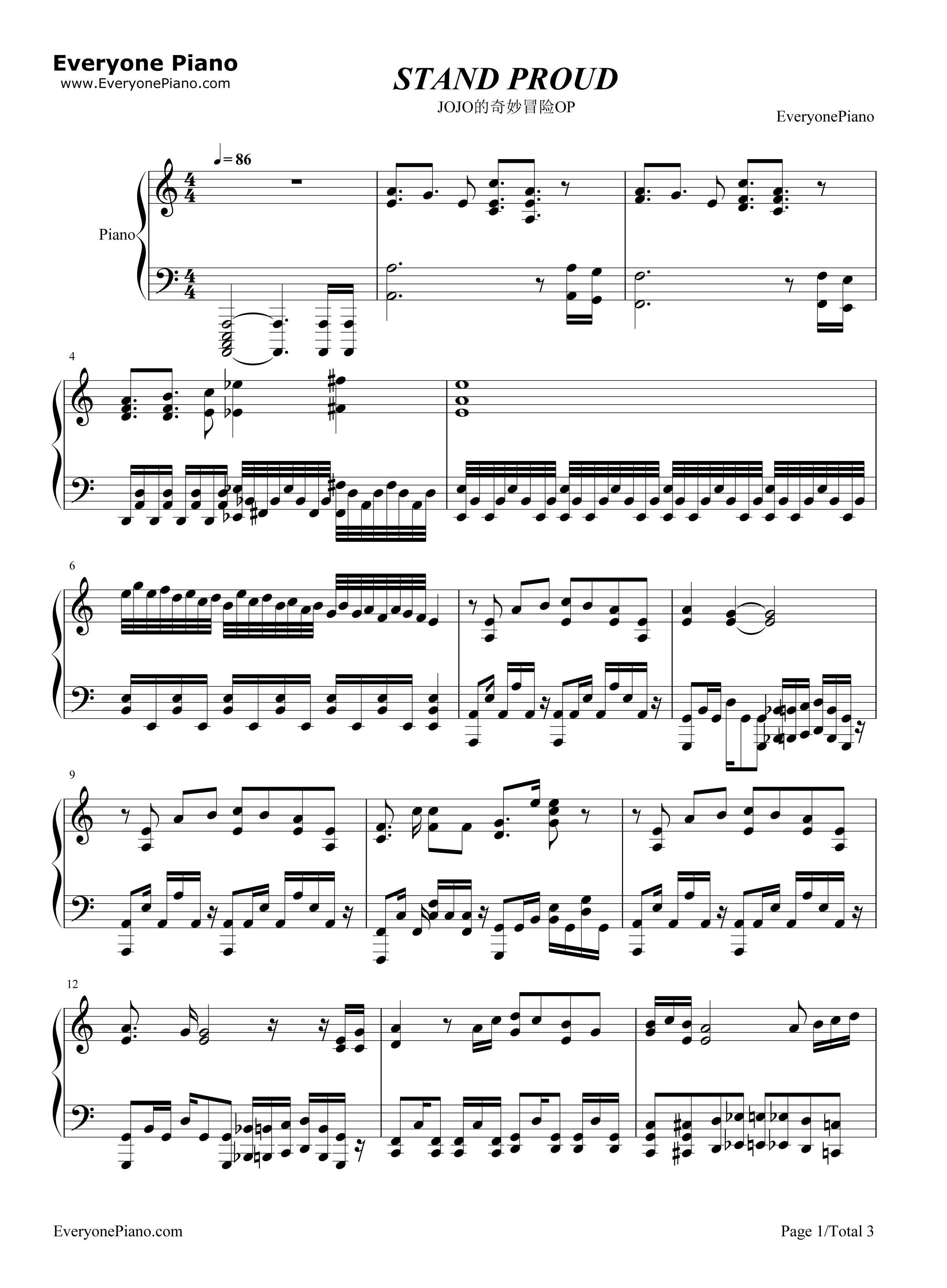 STAND_PROUD钢琴谱_桥本仁