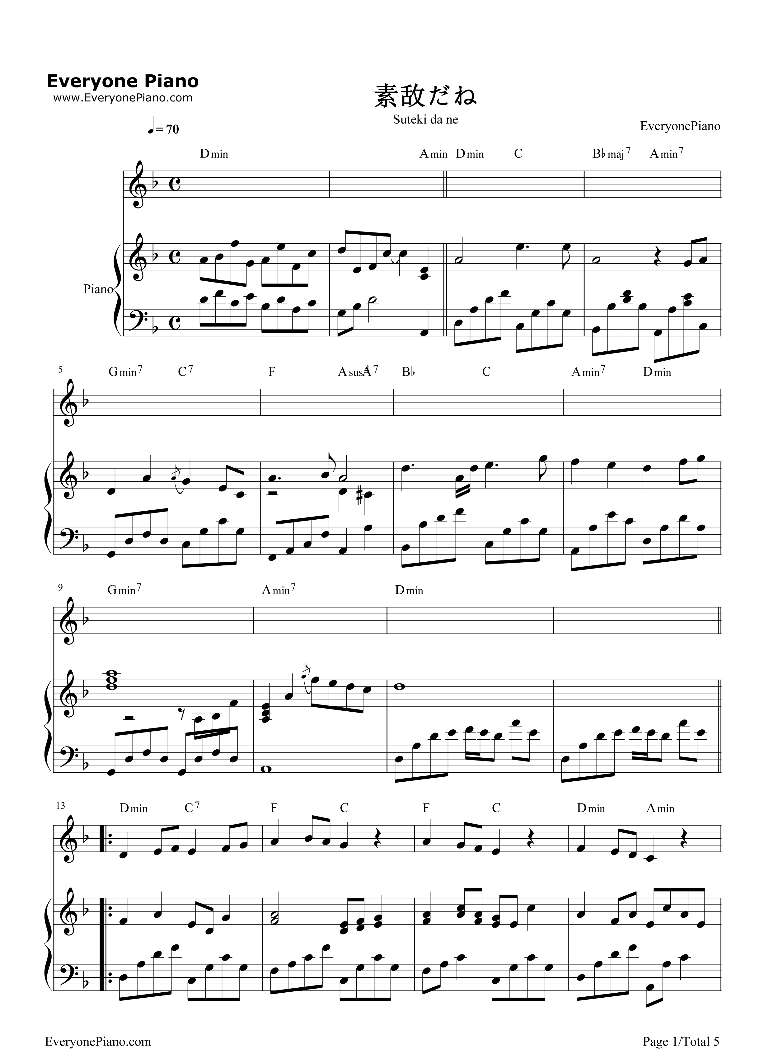 素敌だね钢琴谱_中野律纪(RIKKI)