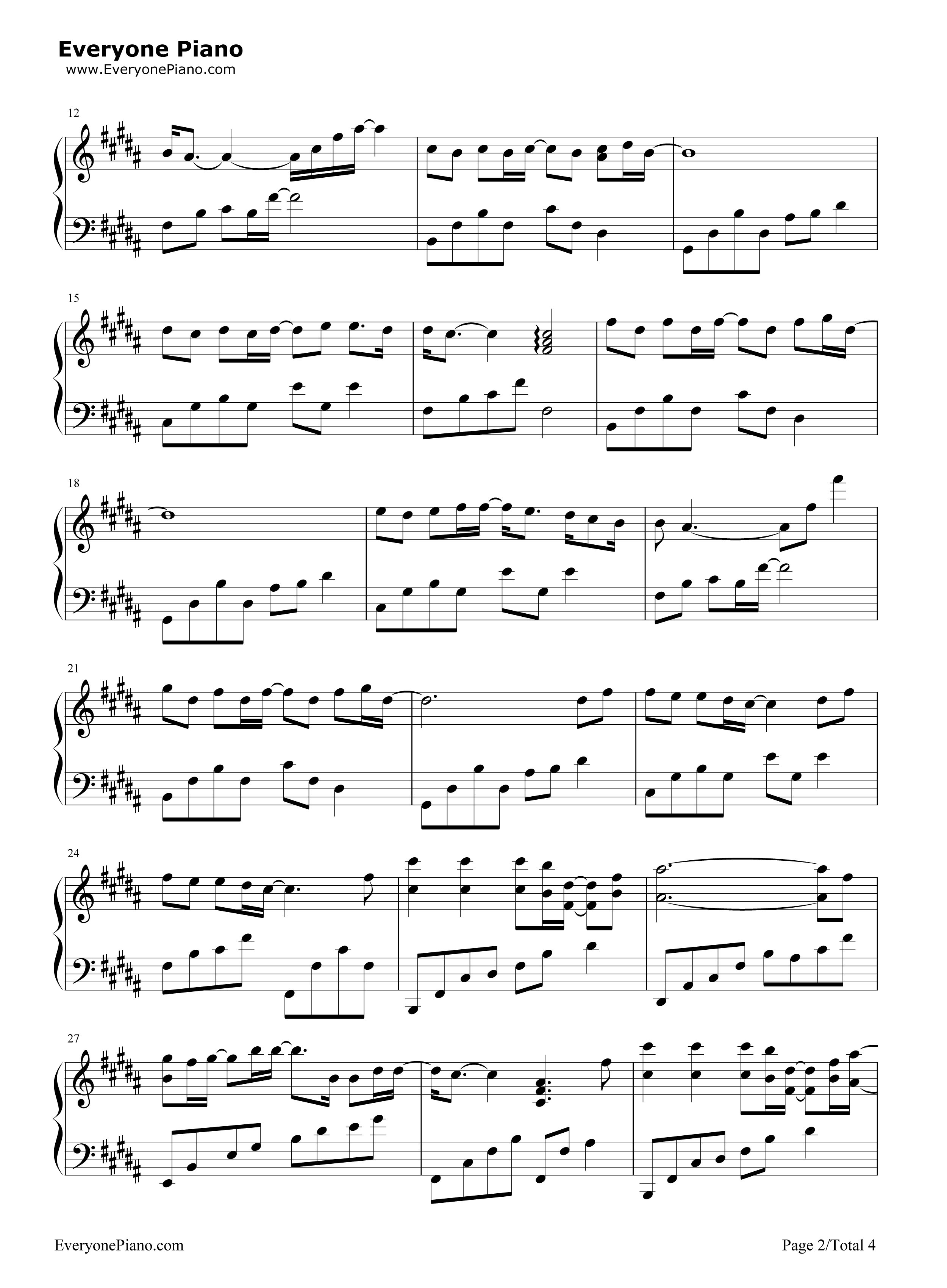 岁月钢琴谱_王菲_那英