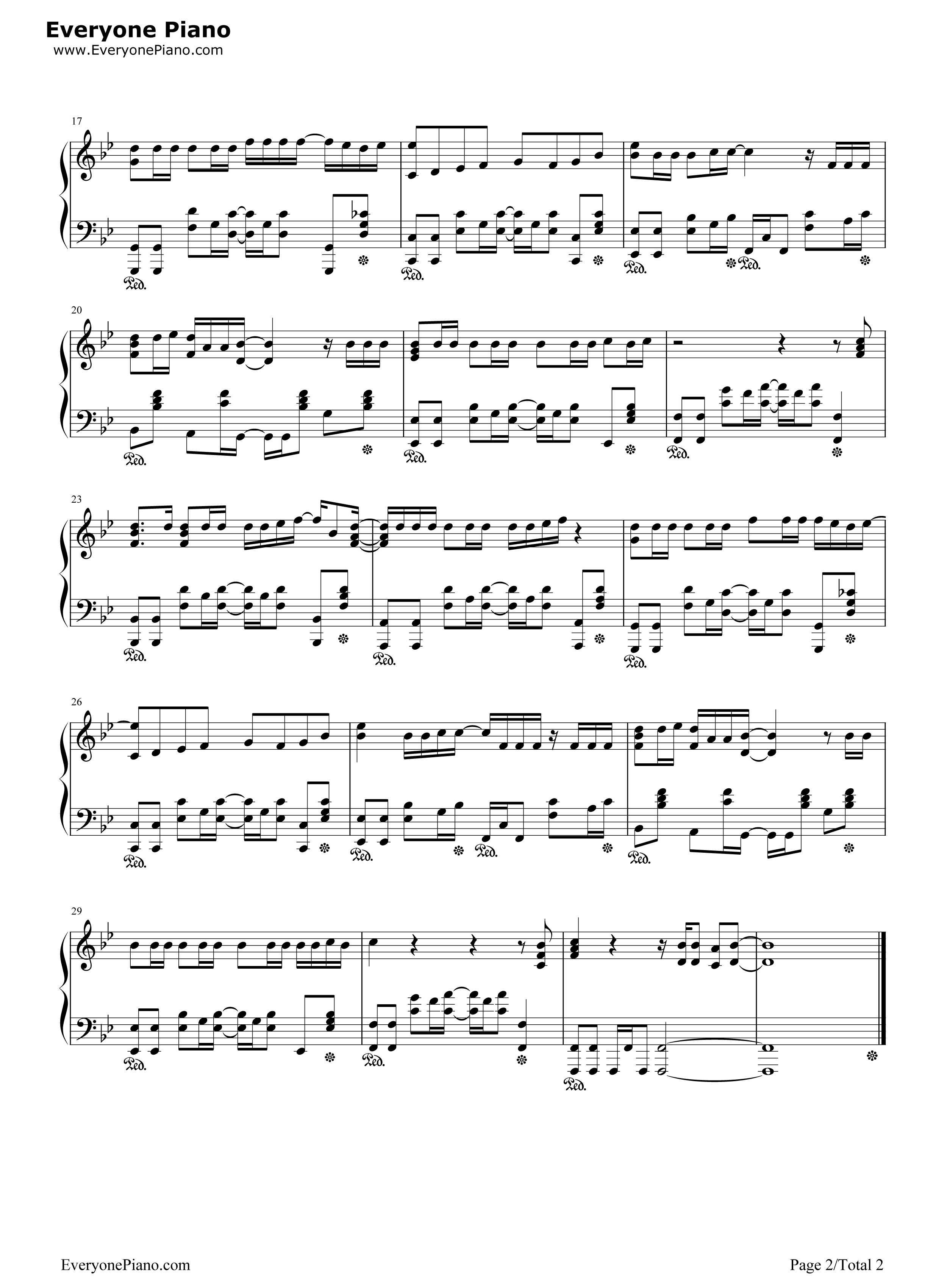 眠り姫钢琴谱_SEKAI_NO_OWARI__世界末日