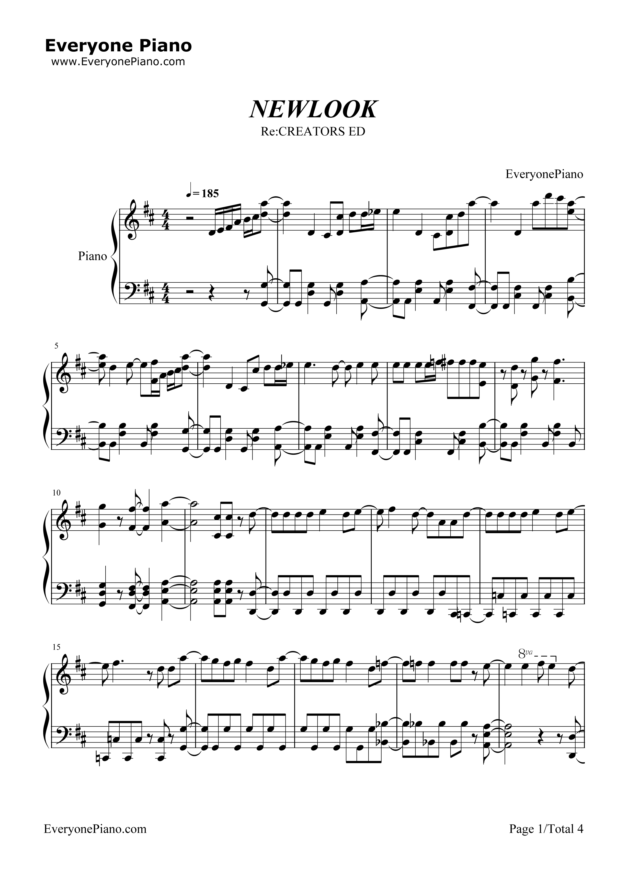 NEWLOOK钢琴谱_绫野真白