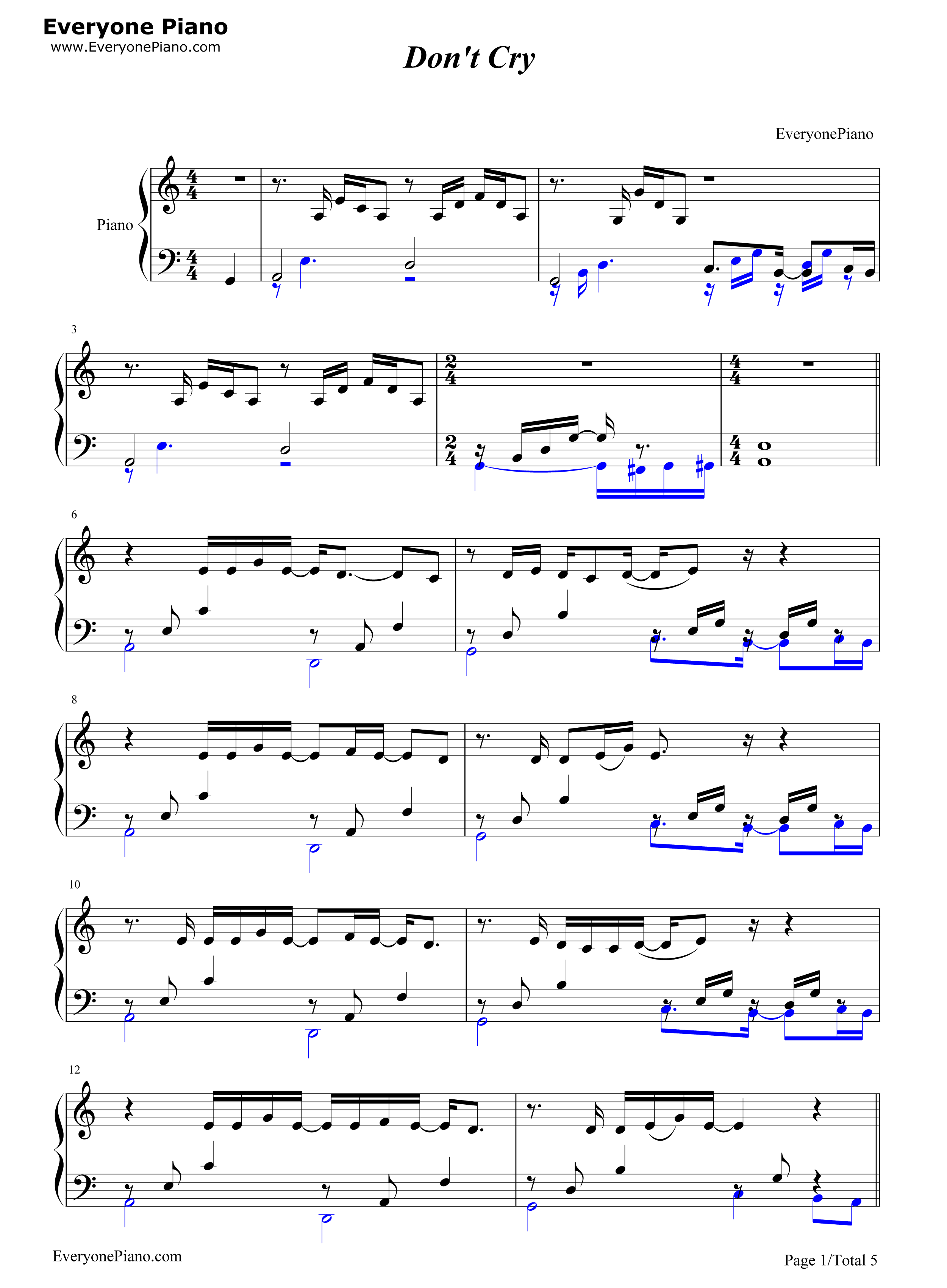 Don't_cry钢琴谱_Guns_N'_Roses