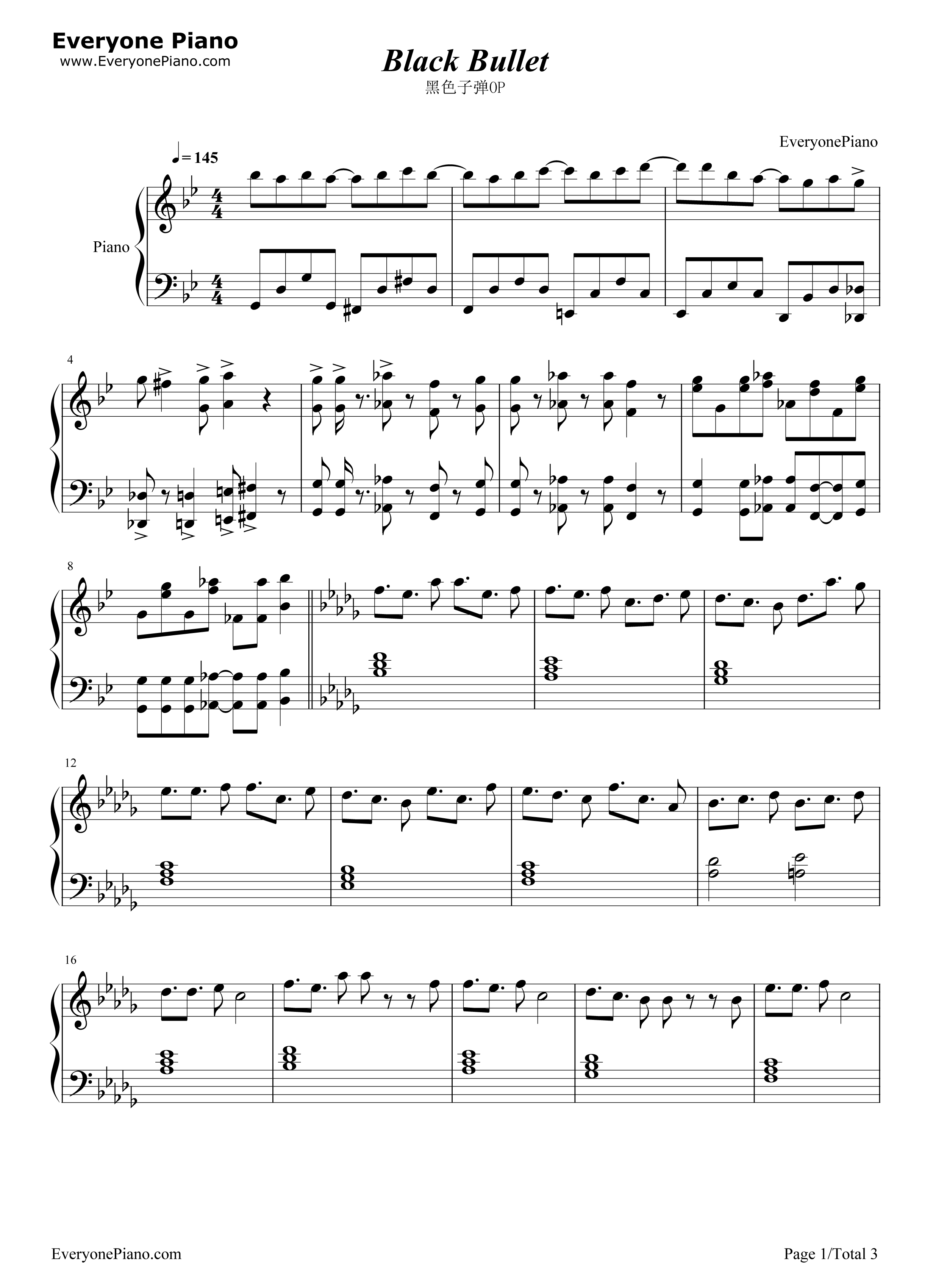 Black_Bullet钢琴谱_FripSide