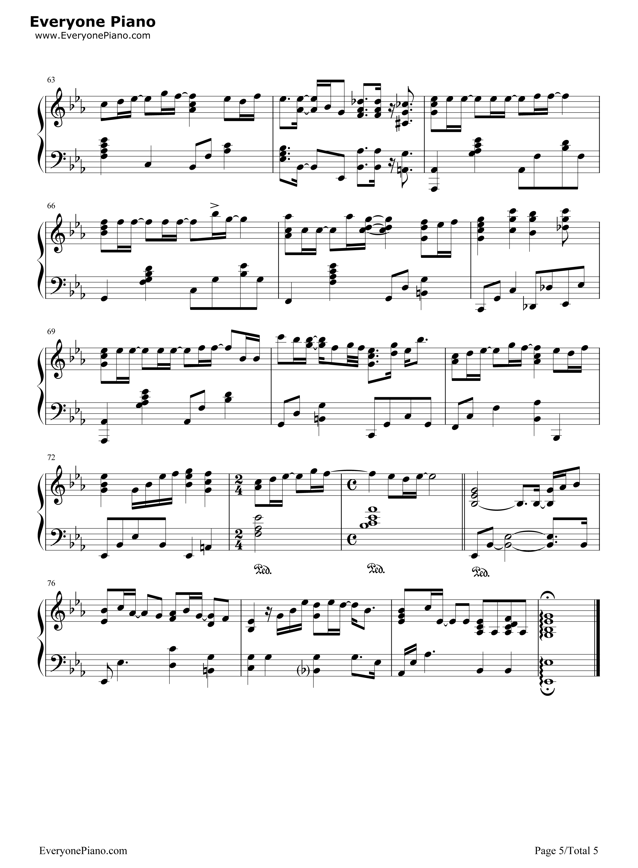 轻闭双眼钢琴谱_平井坚