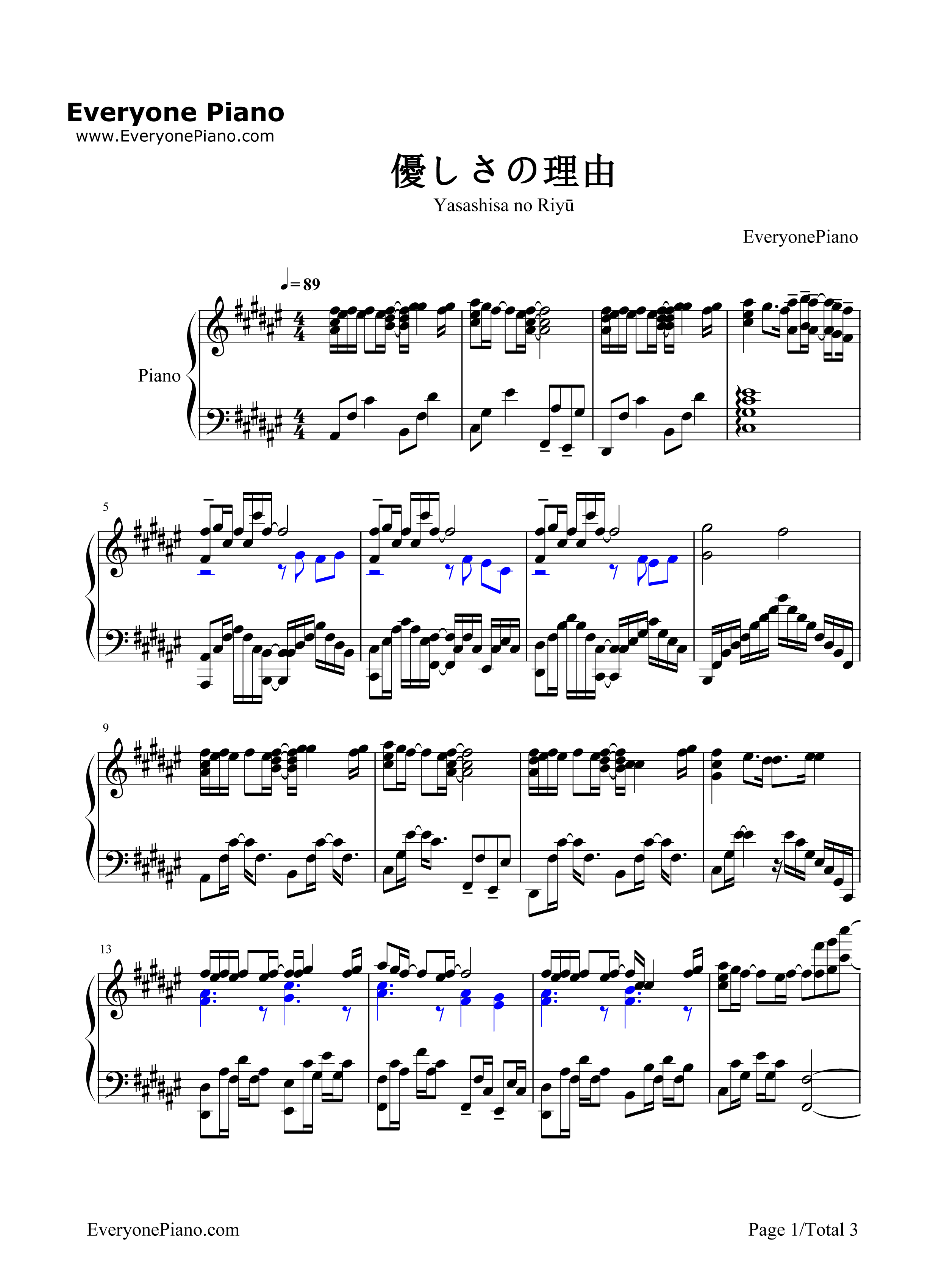 温柔的理由钢琴谱_ChouCho__ちょうちょ