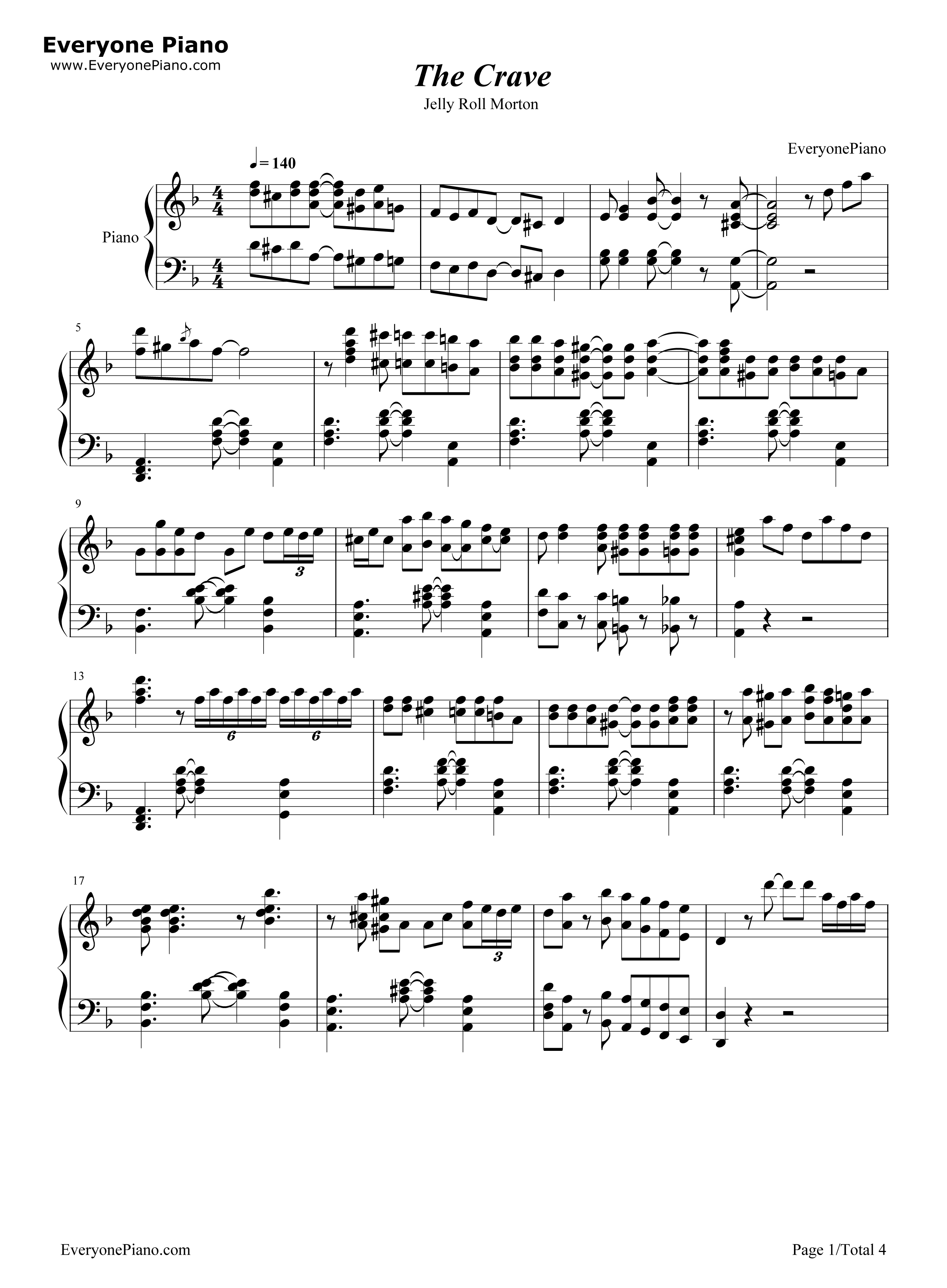 The_Crave钢琴谱_杰利·罗尔·莫顿__Jelly_Roll_Morton