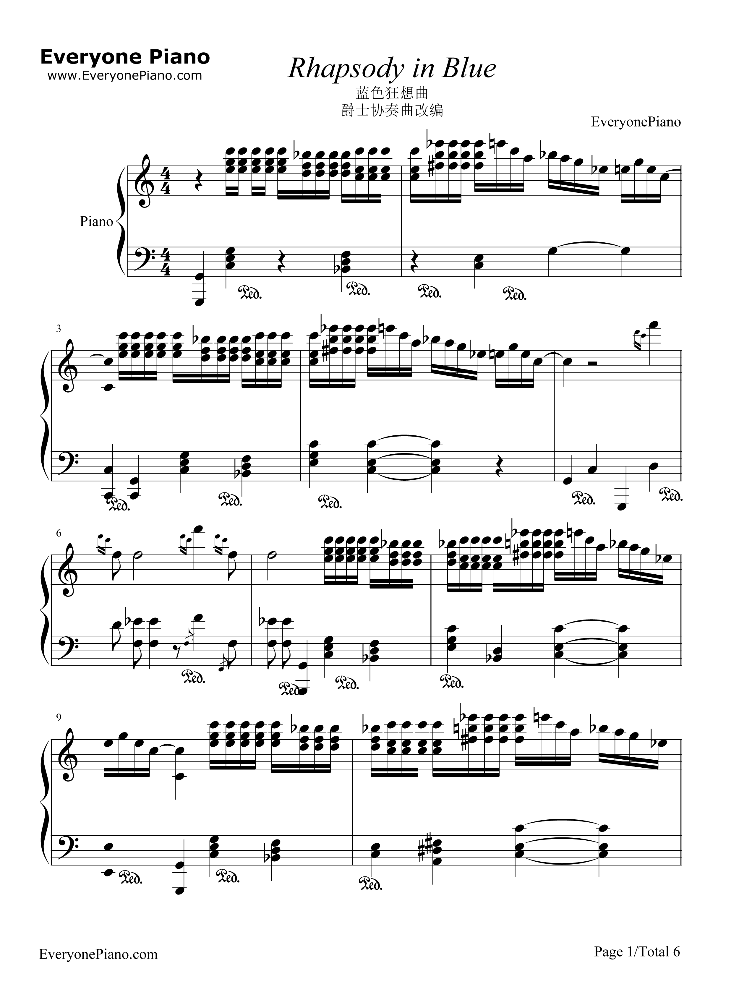 蓝色狂想曲钢琴谱_乔治·格什温__George_Gershwin