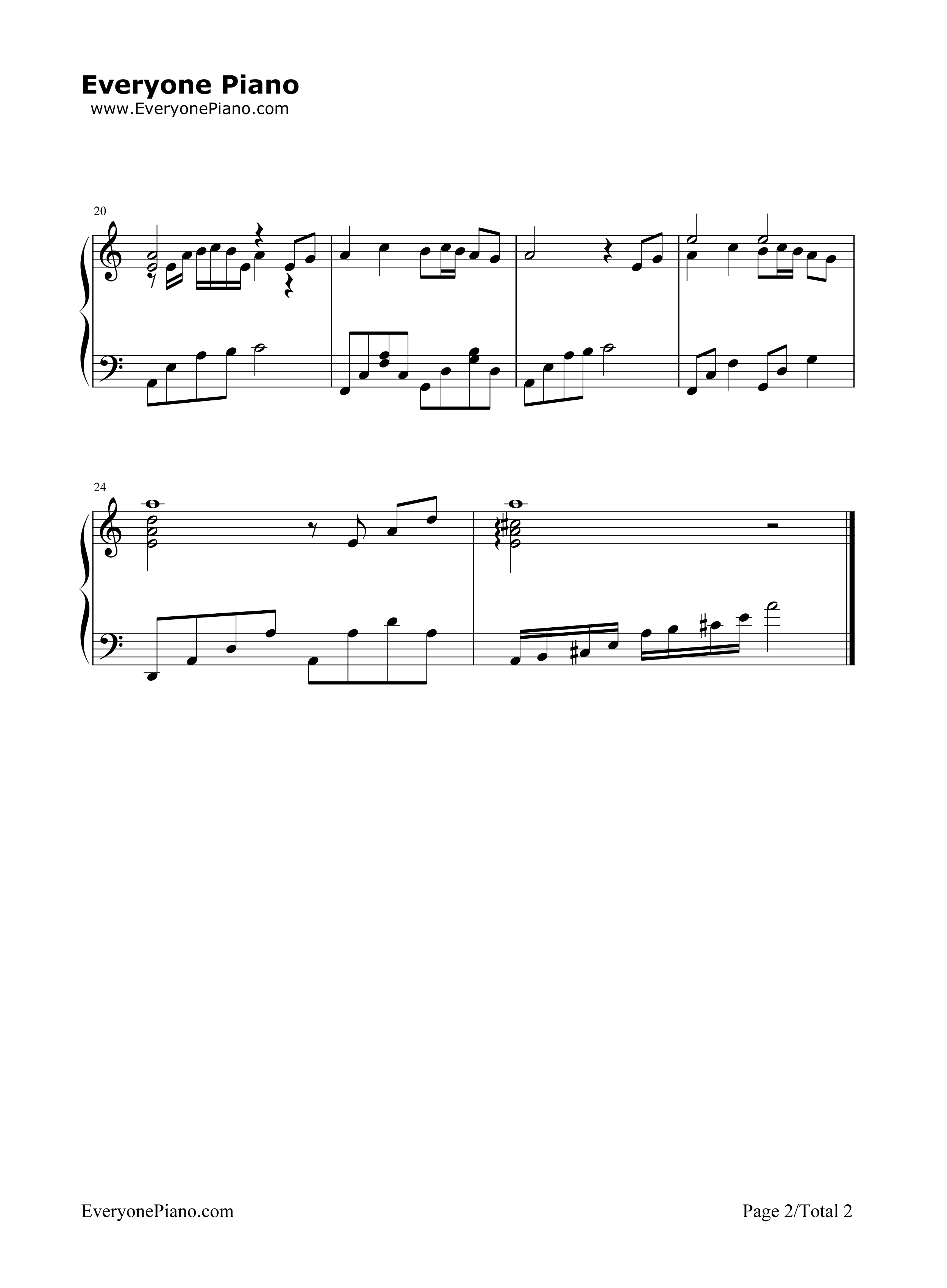 万里の長城钢琴谱_太田美知彦