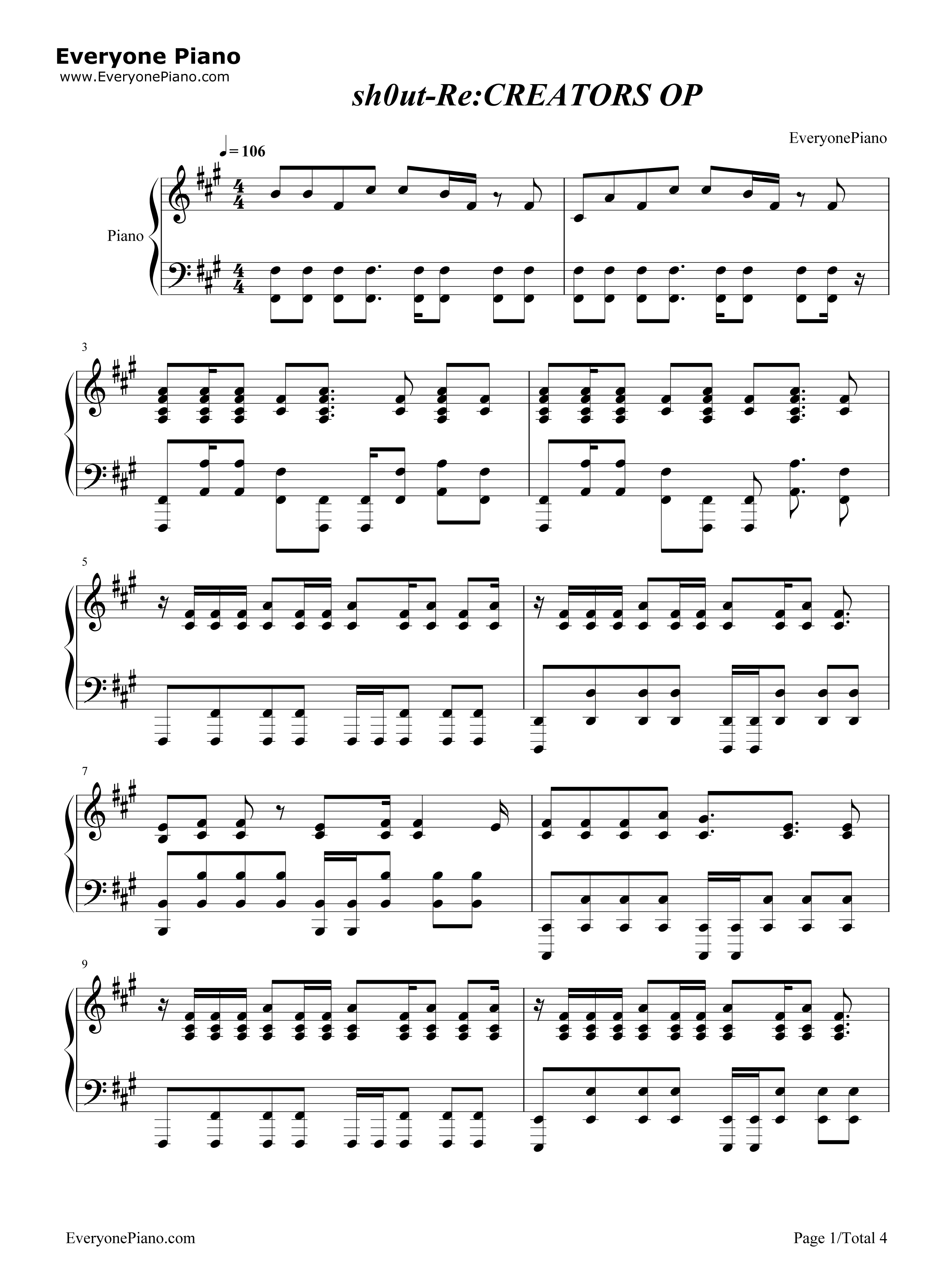 sh0ut钢琴谱_SawanoHiroyuki[nZk]:Tielle_&_Gemie