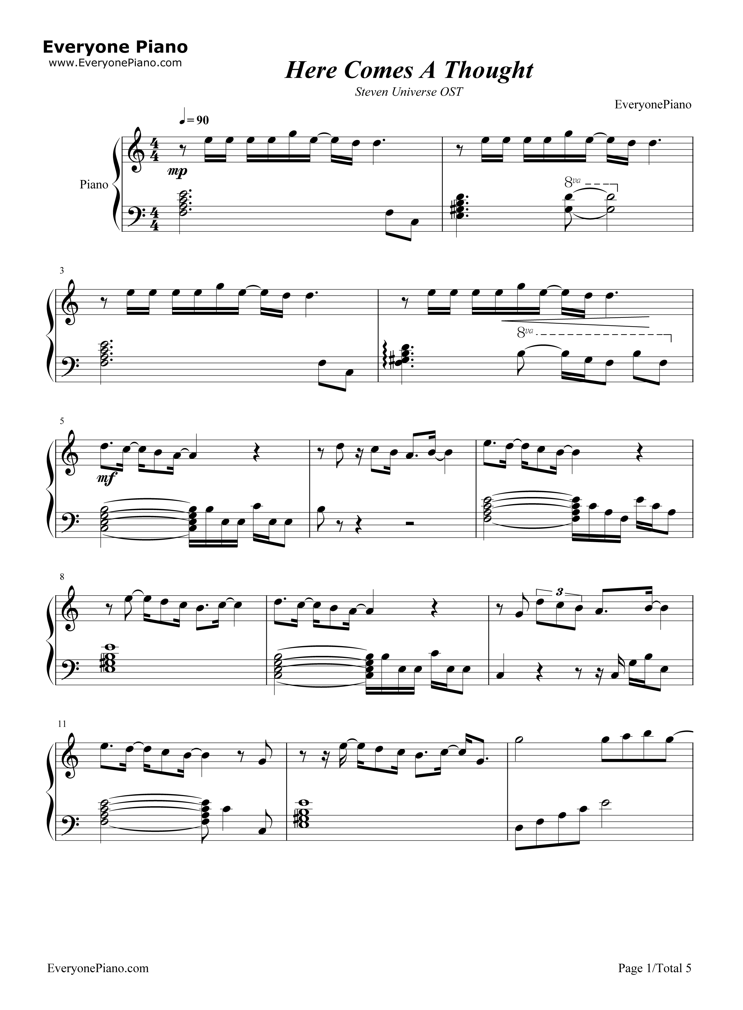 Here_Comes_A_Thought钢琴谱_Rebecca_Sugar