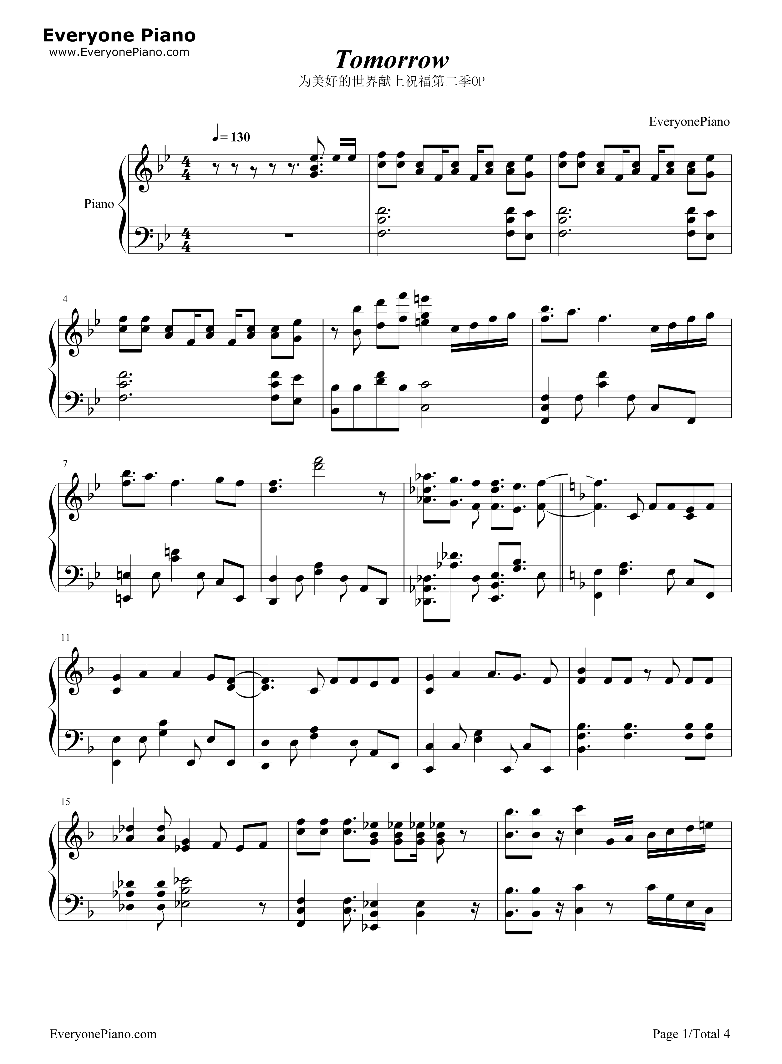 Tomorrow钢琴谱_Machico