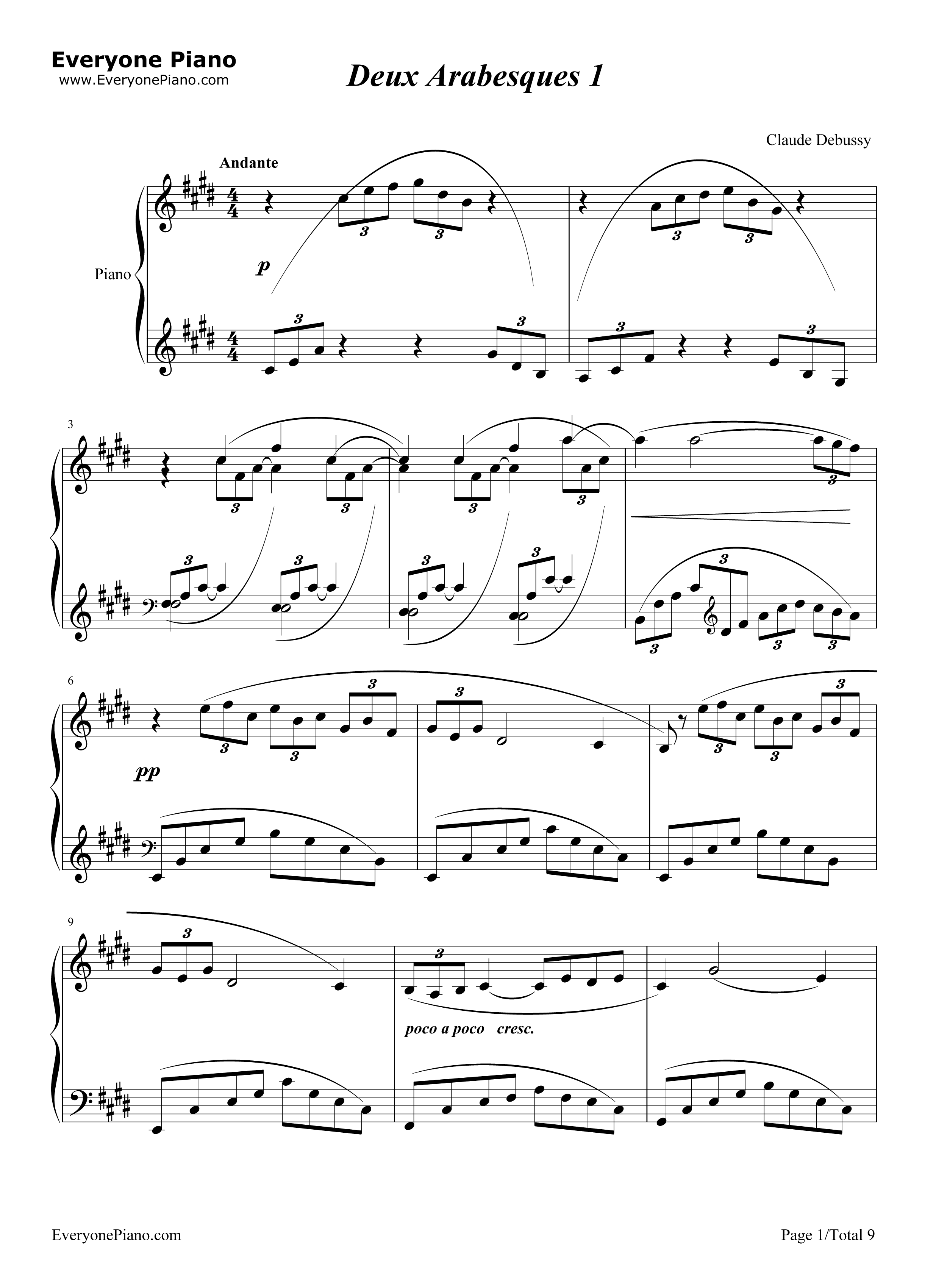 Arabesque_No._1钢琴谱_Claude_Debussy