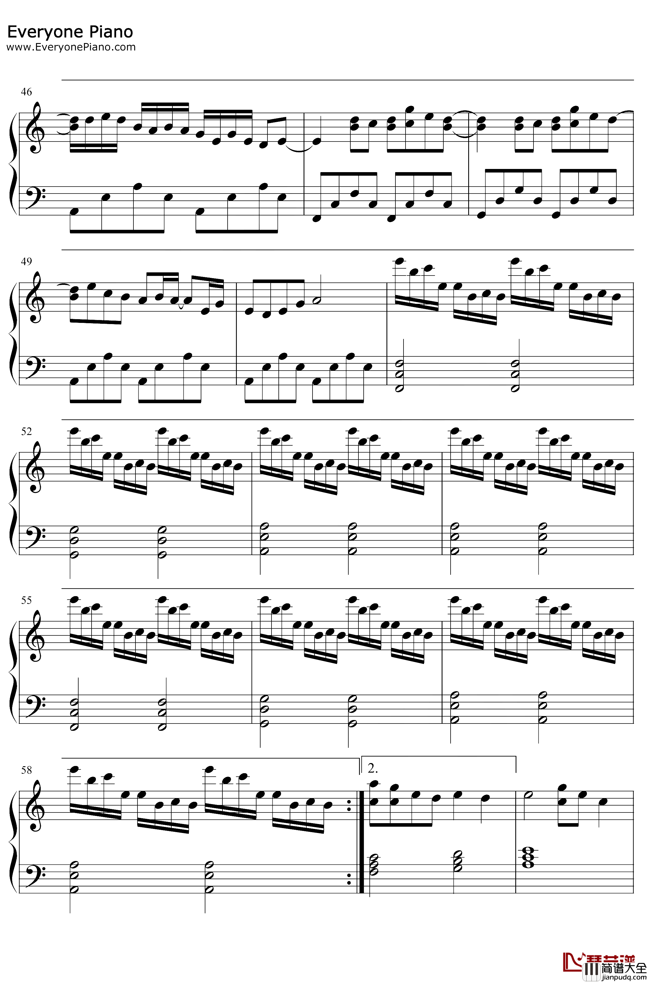 情书钢琴谱_DjOkawari_LuvLetter_C调简单版