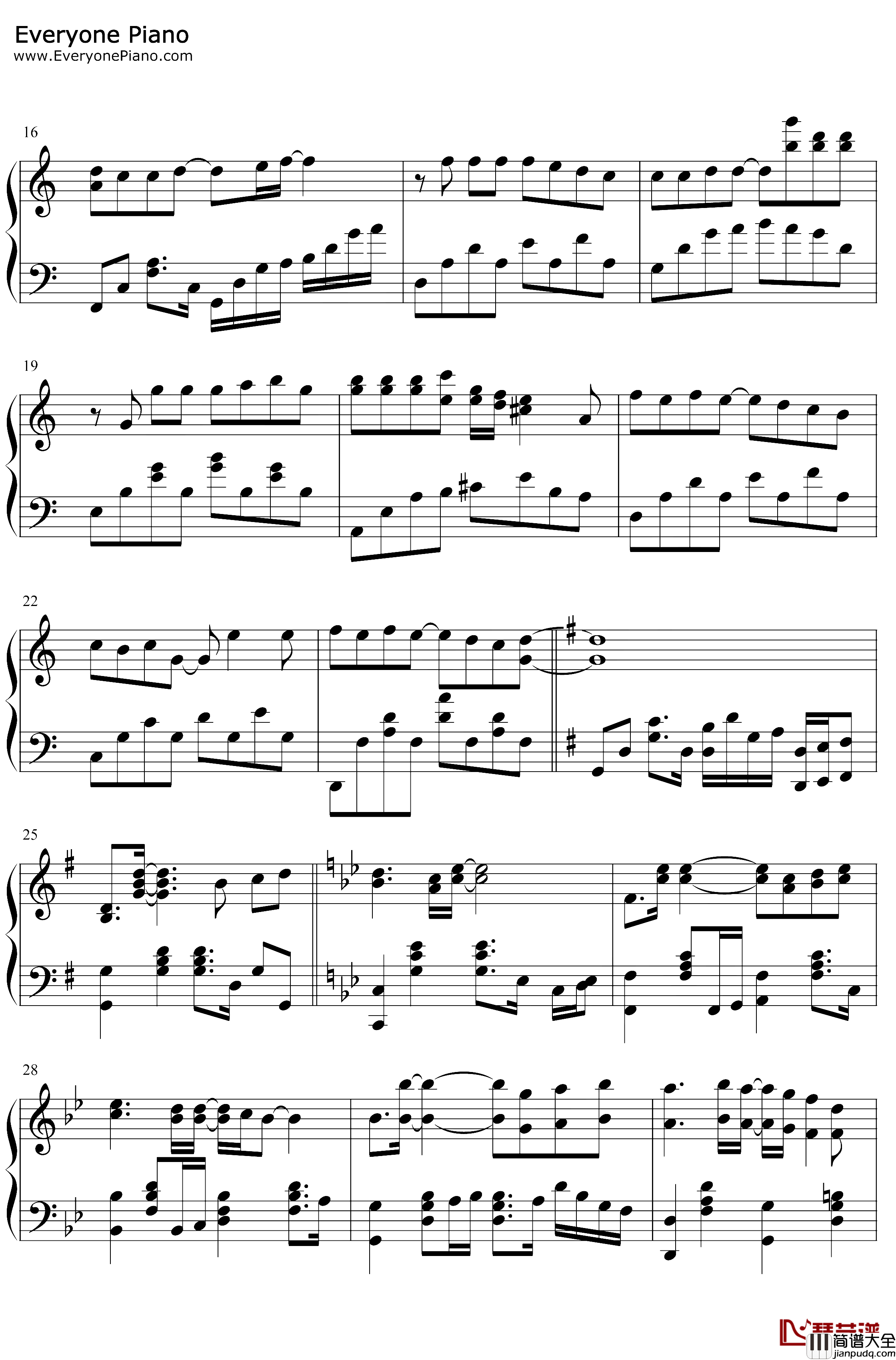 周杰伦钢琴串烧钢琴谱_周杰伦_哎呦,不错嘛