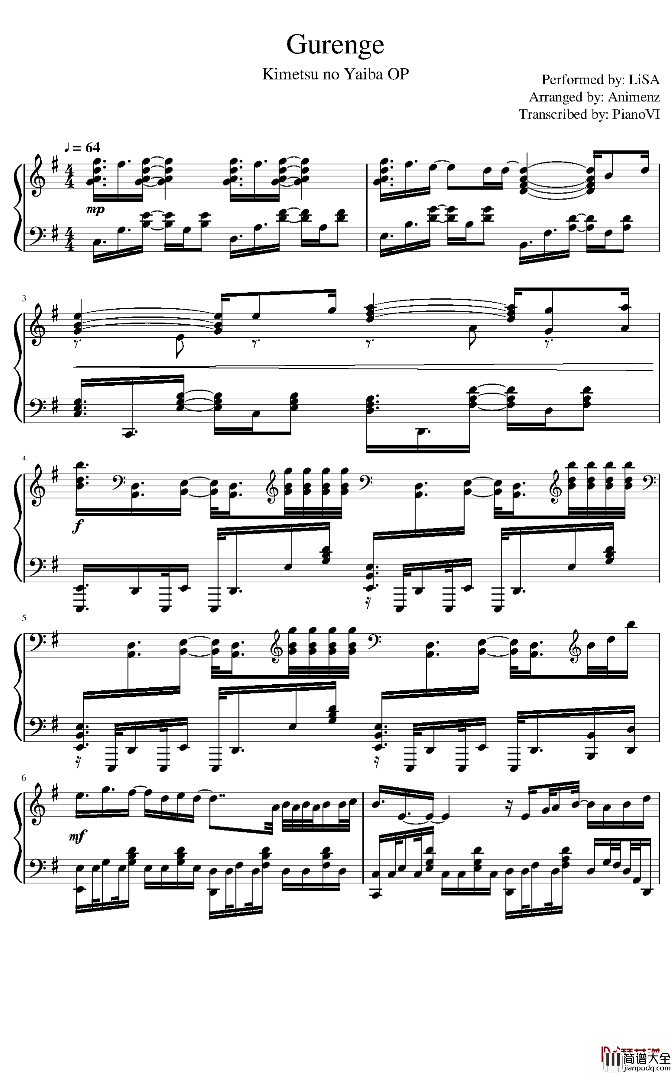 红莲华_Animenz钢琴谱