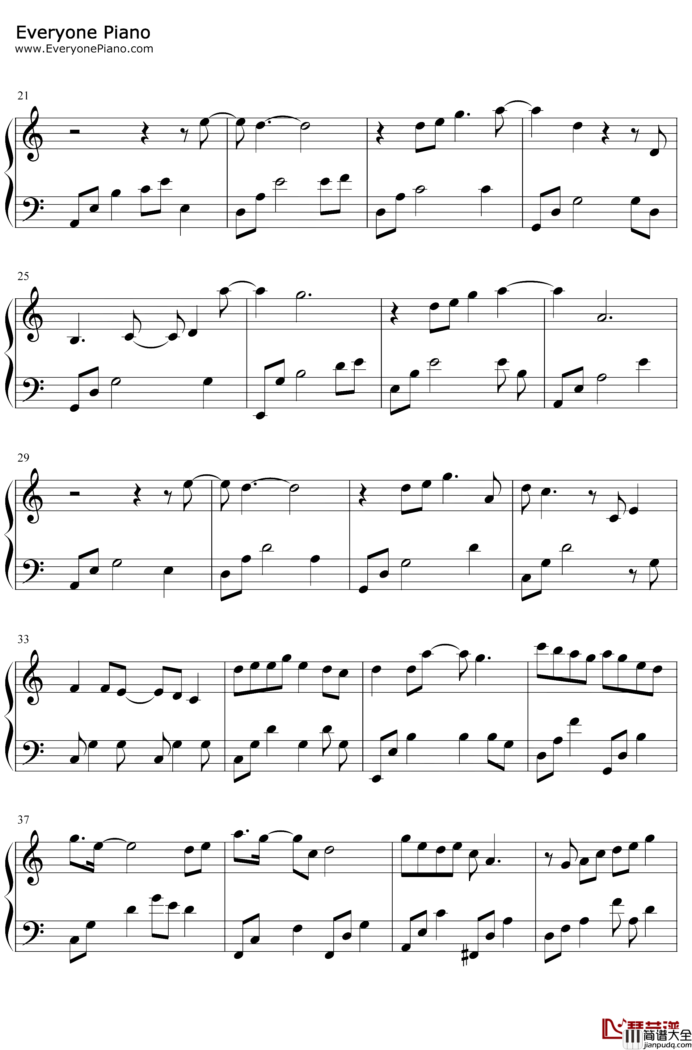 雪落下的声音钢琴谱_陆虎/周深_C调简单版