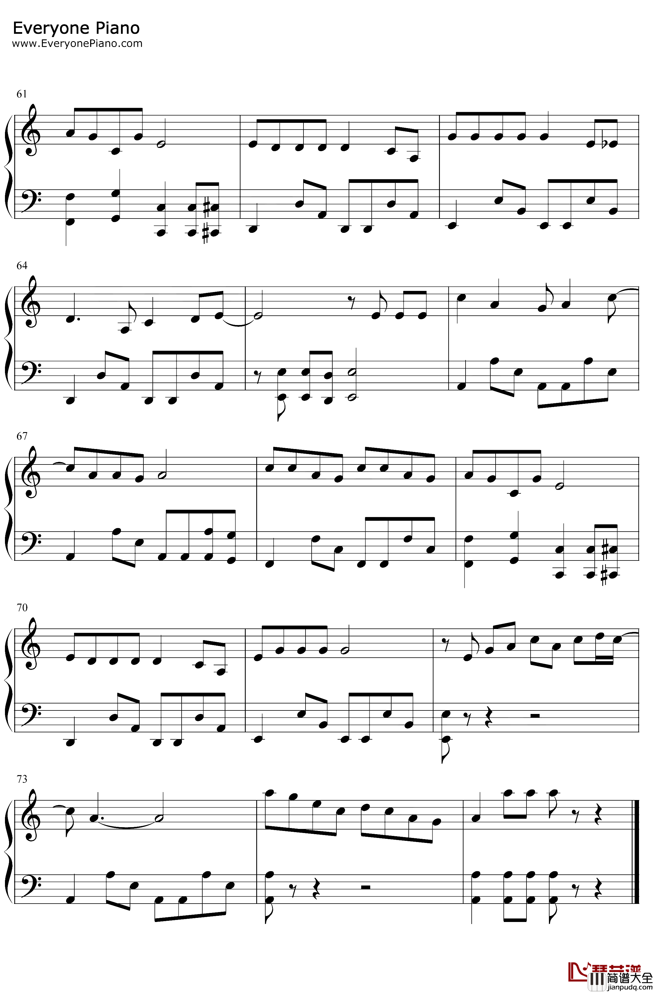 无人熟识钢琴谱_江蕙_闽南语情歌