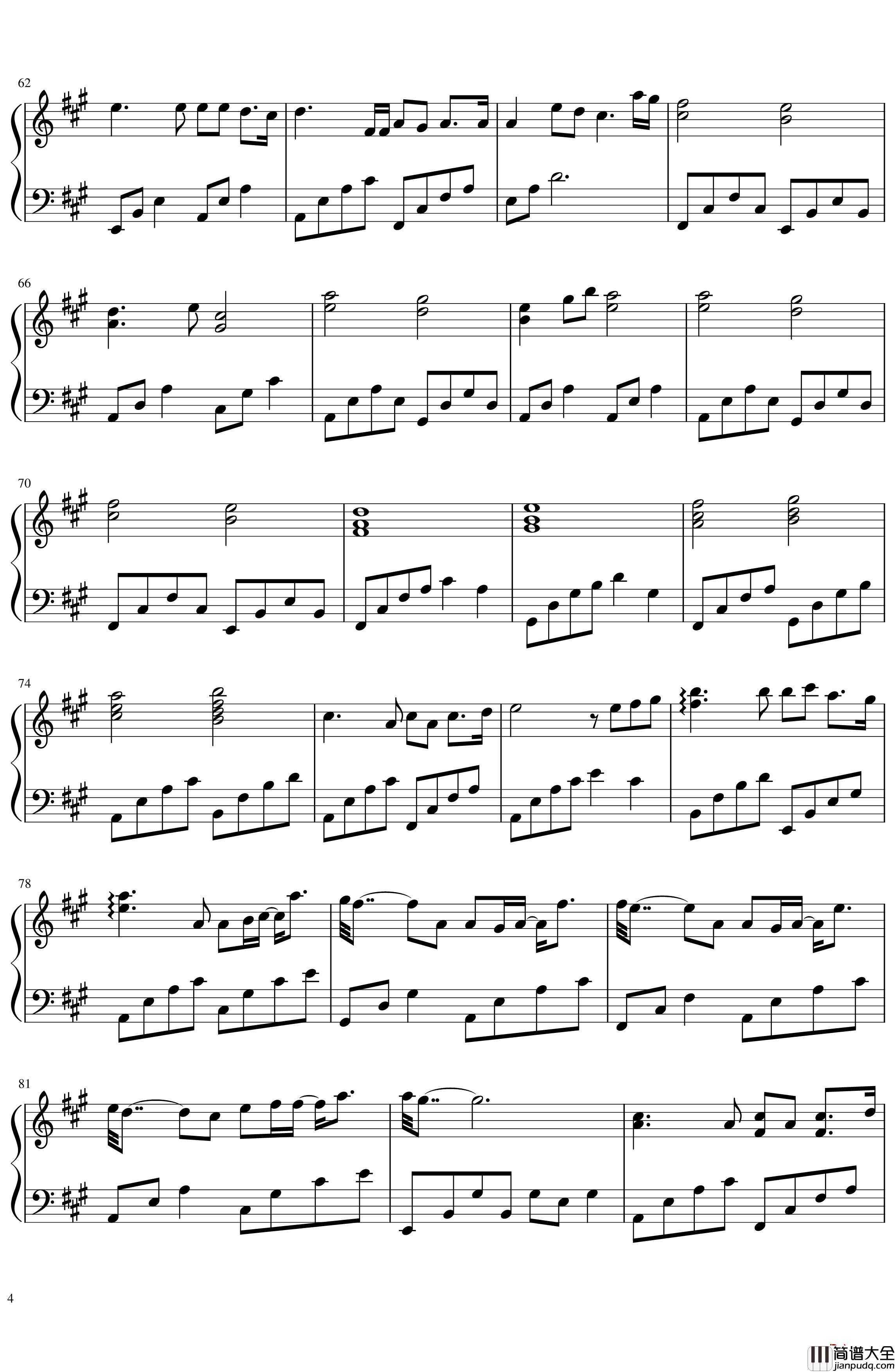 暖色胶片钢琴谱_简单版_原曲_ほころび_