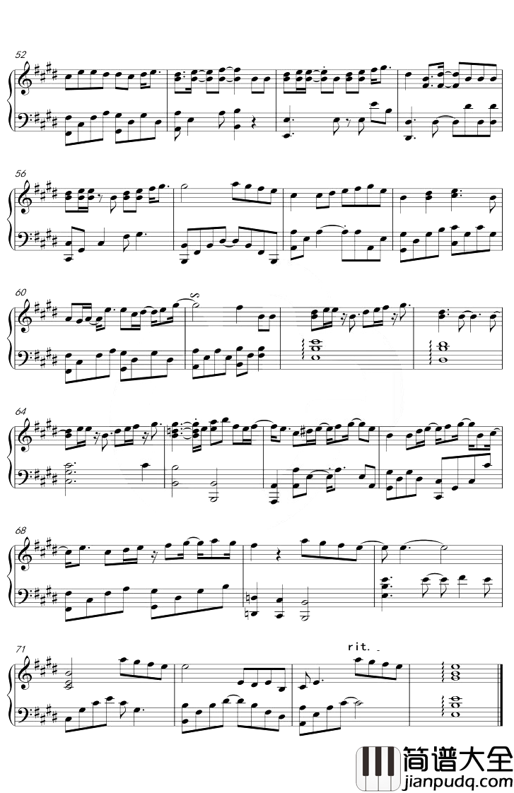 对的时间点钢琴谱_林俊杰_E调_钢琴版