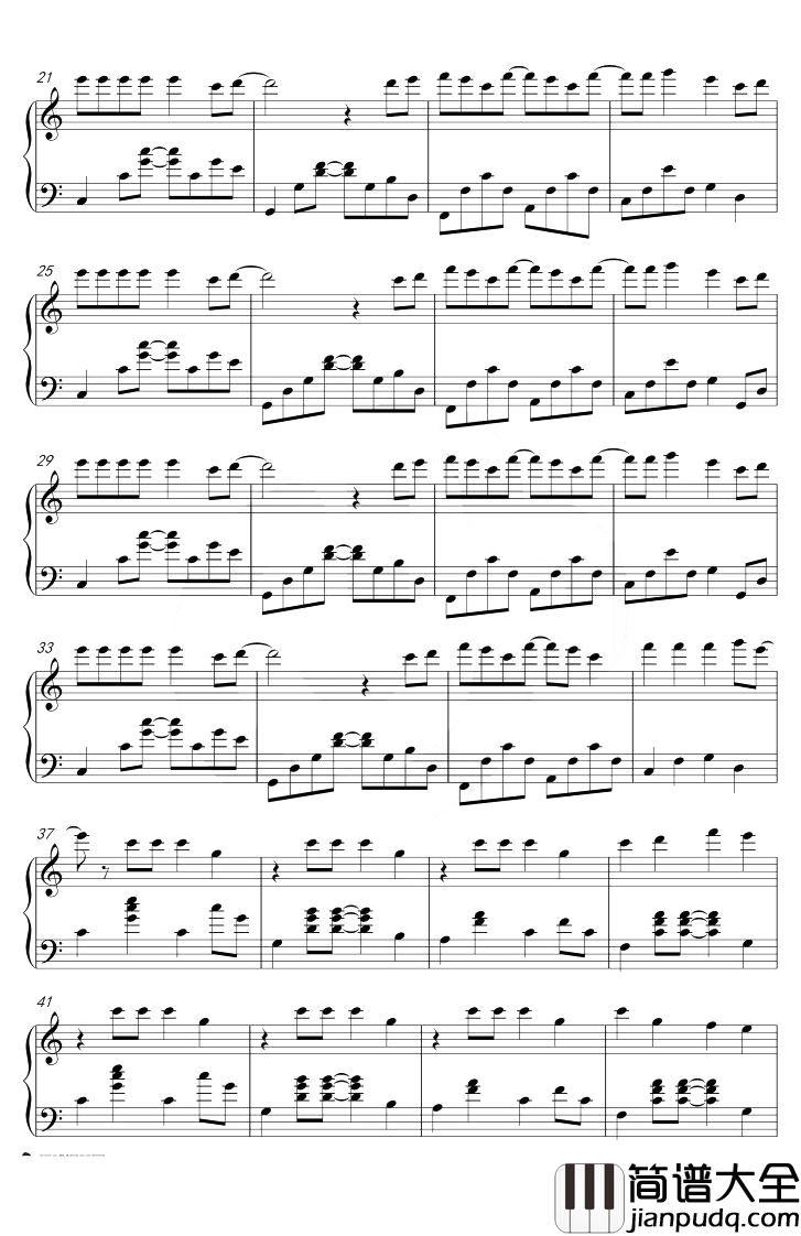 我的朋友钢琴谱_TFBOYS_C调