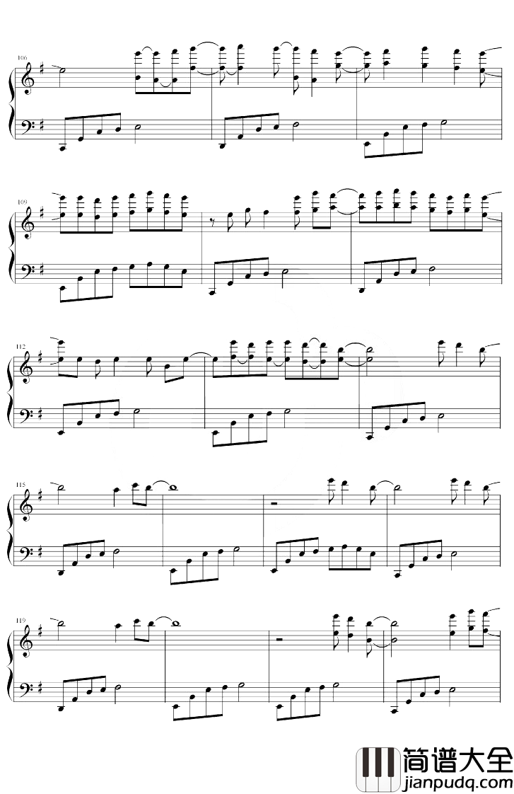 Asphyxia钢琴谱_逆时针向_G调