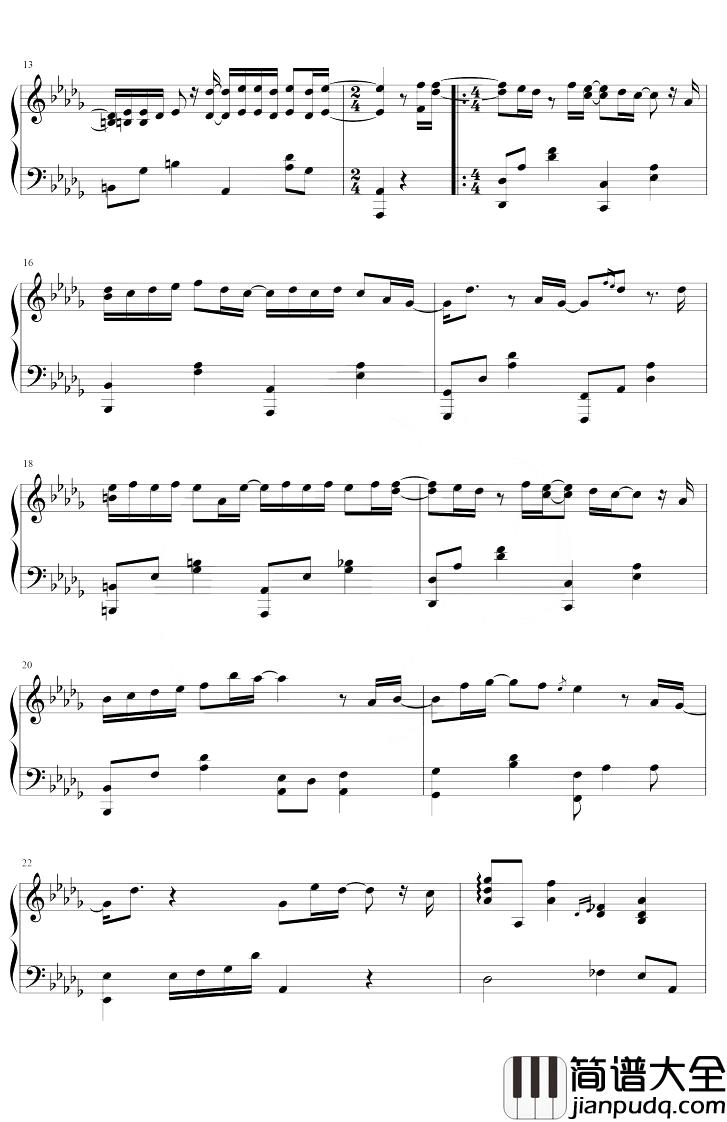 生生钢琴谱_林俊杰_降D调