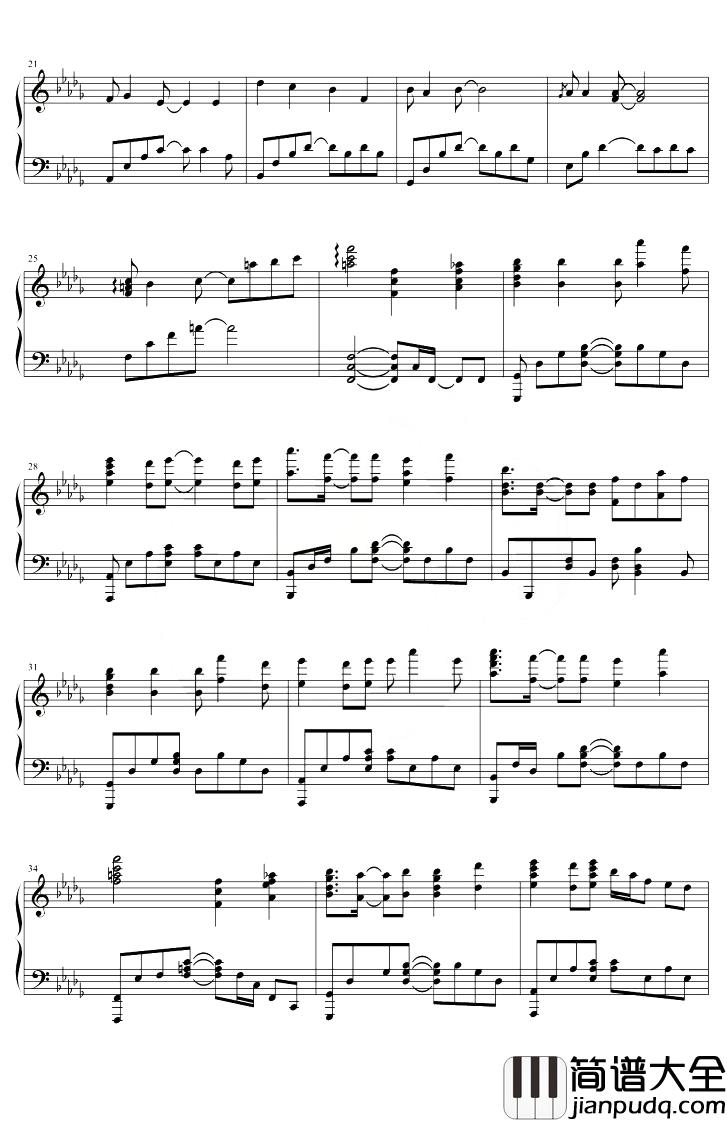 叹郁孤钢琴谱_孙霄磊_降D调