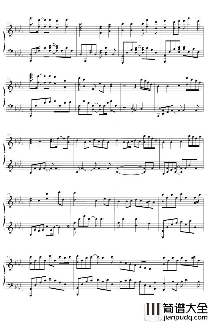 叹郁孤钢琴谱_孙霄磊_降D调