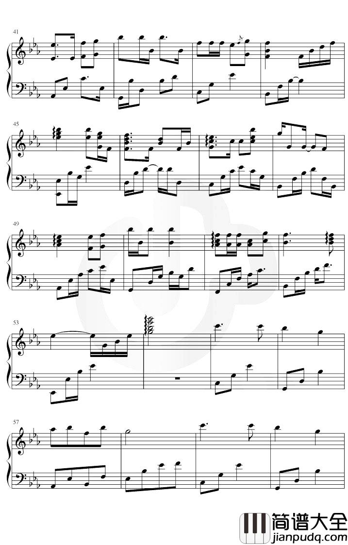 桥边姑娘钢琴谱_海伦_降E调