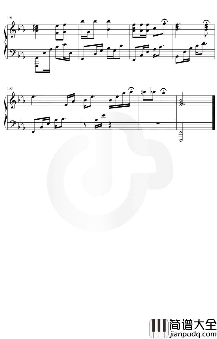 桥边姑娘钢琴谱_海伦_降E调