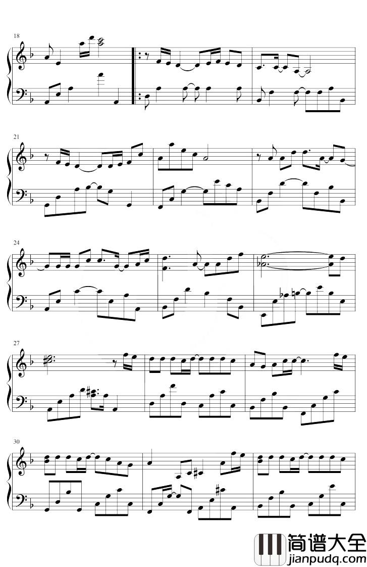 枕边人钢琴谱_胡彦斌_F调_电视剧_枕上书_插曲