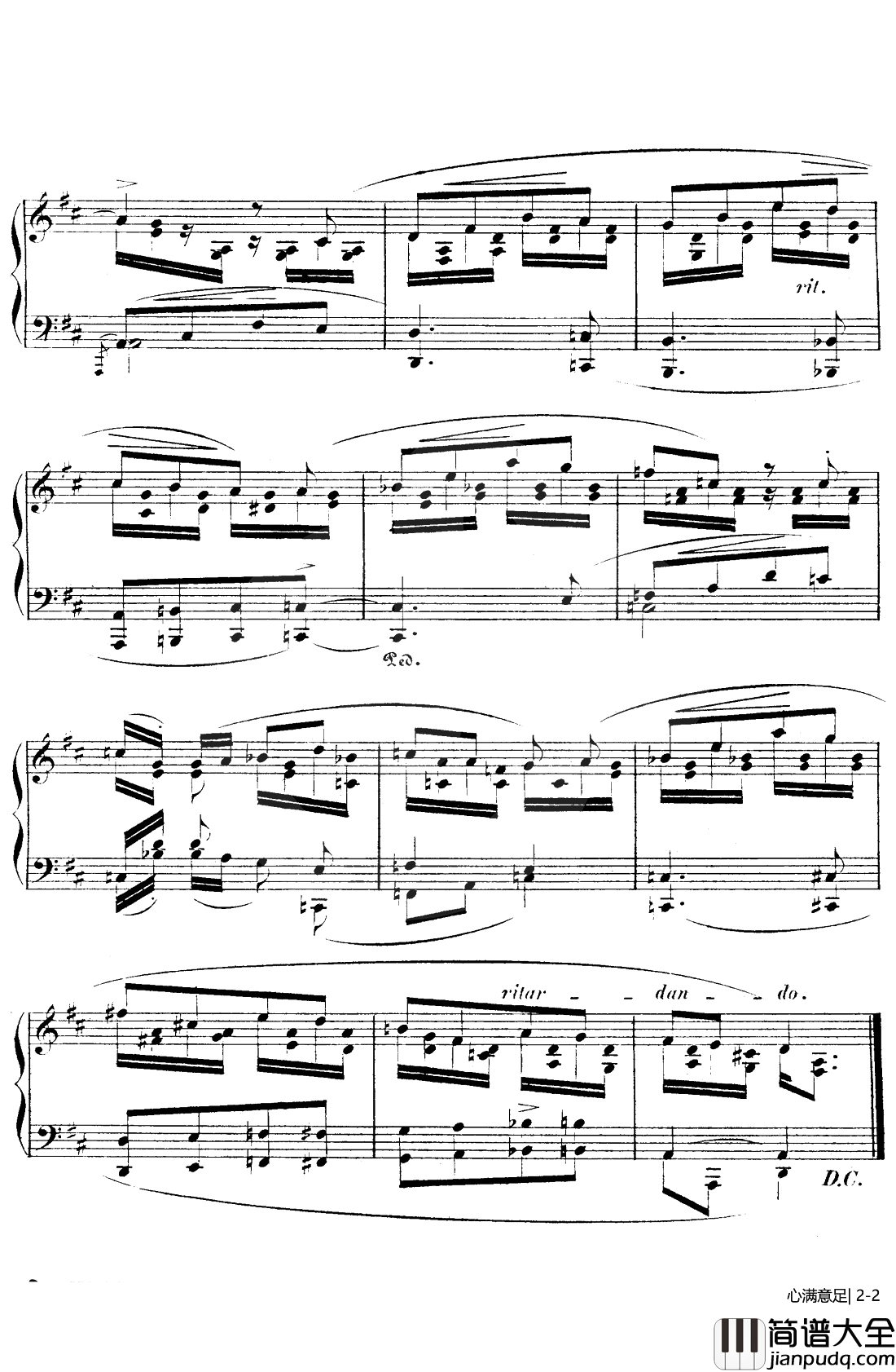 心满意足钢琴谱_舒曼_D调