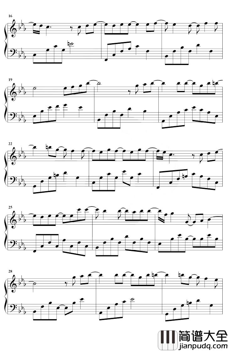 风的来信钢琴谱_金玟岐_降E调