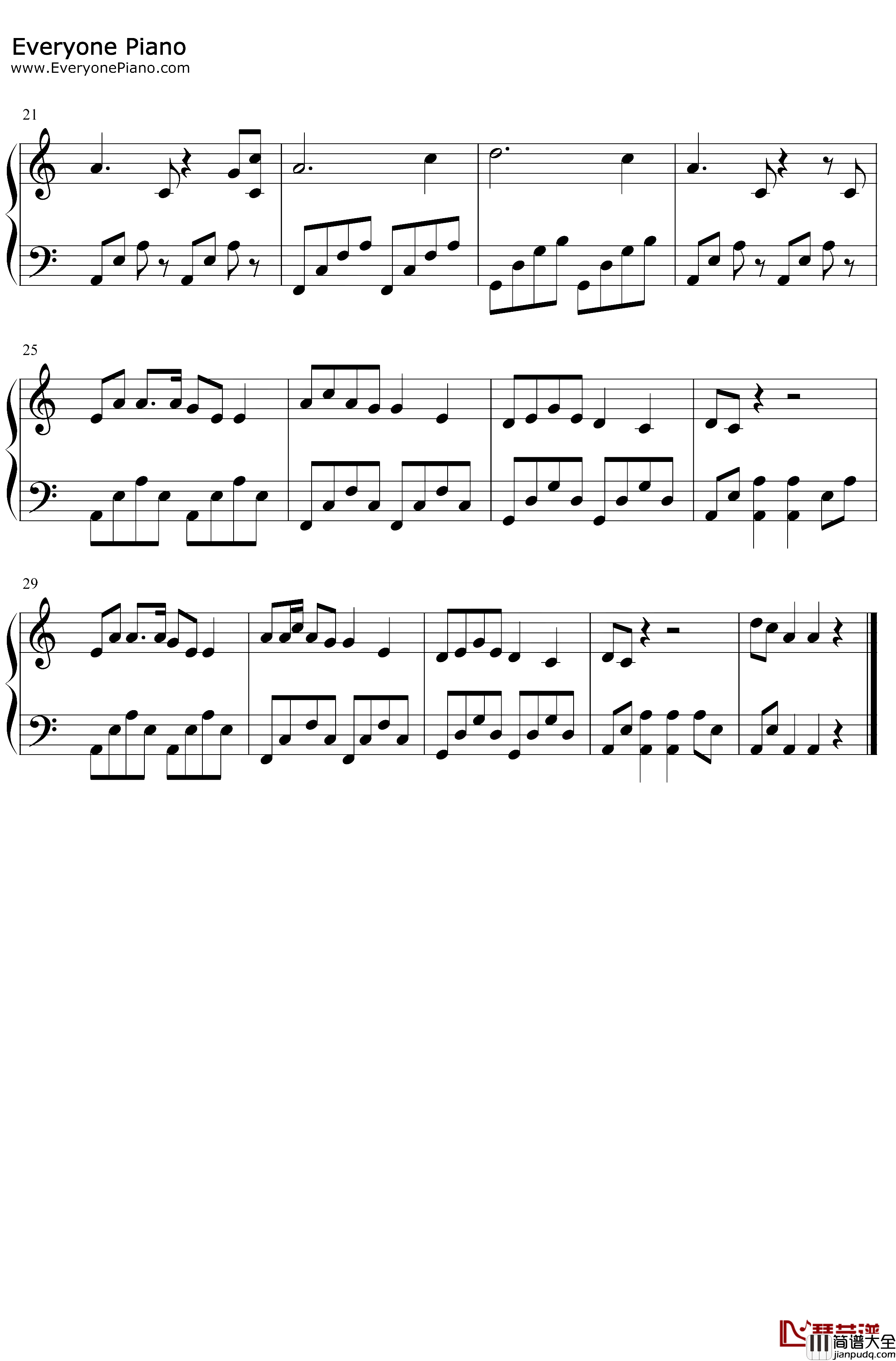 火苗_钢琴谱_格格_你的爱就像火苗把我的心燃烧