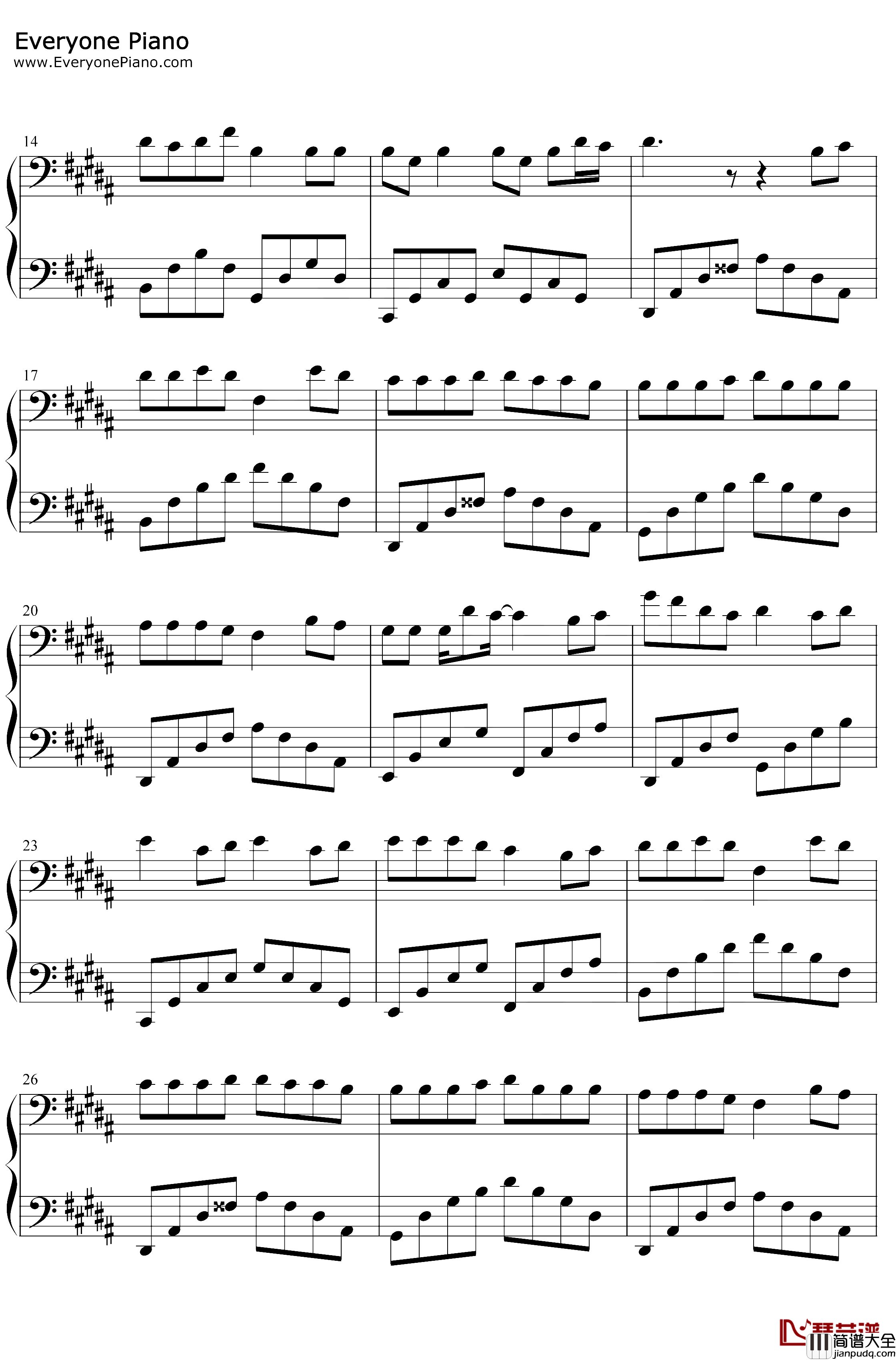 素颜钢琴谱_许嵩/何曼婷_如果再看你一眼是否还会有感觉