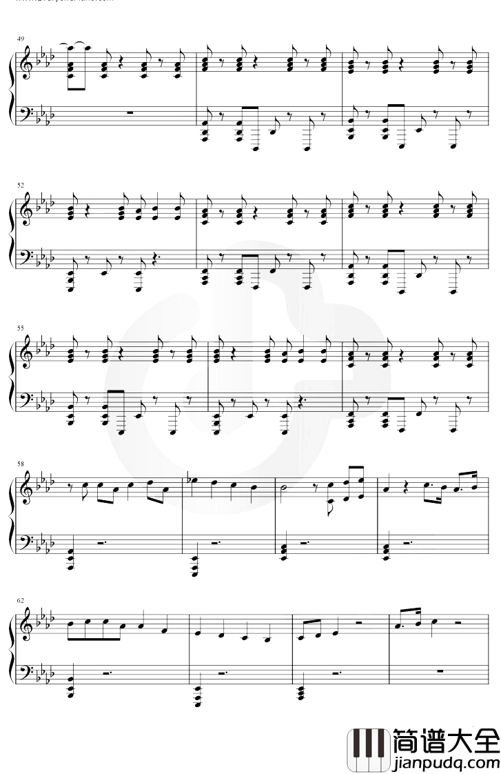 像暗杀似的绕到背后突然拥抱你钢琴谱_太一__f调