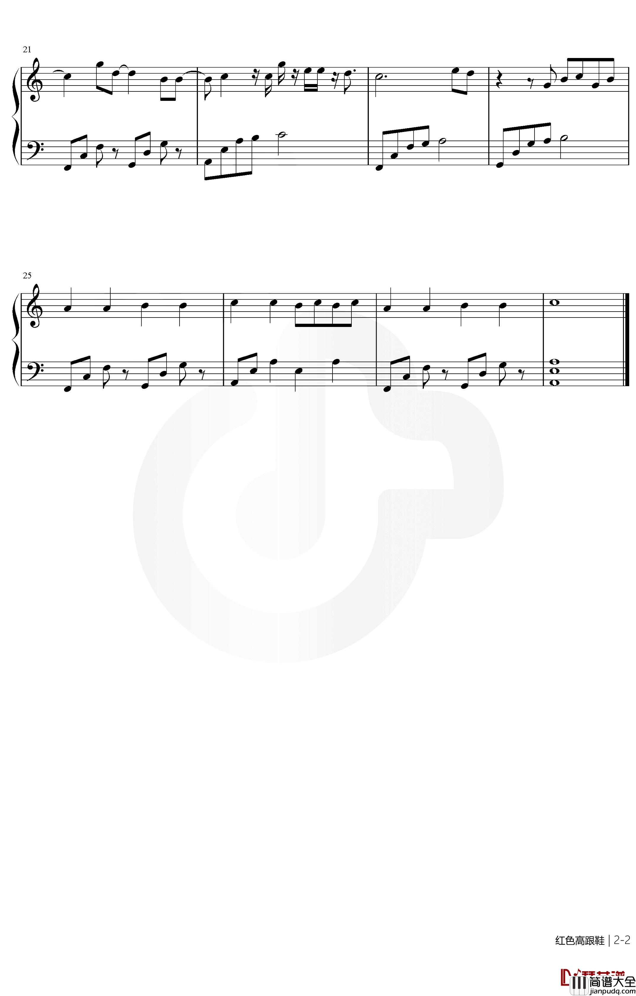 红色高跟鞋钢琴谱_蔡健雅_C调