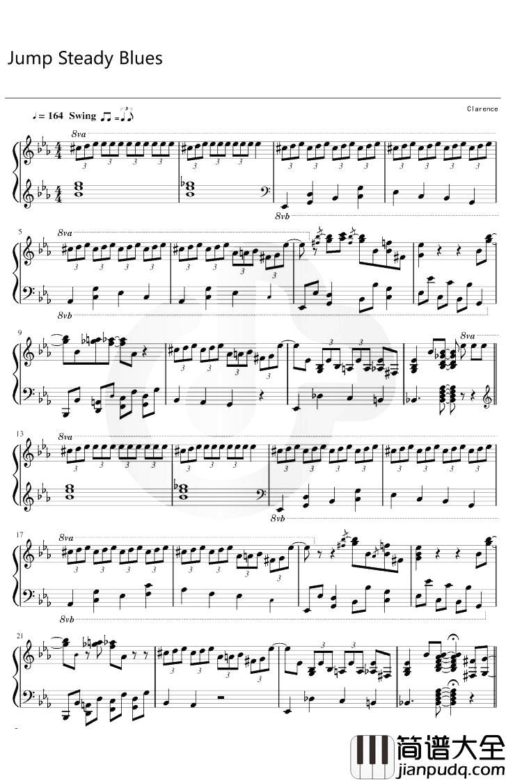 Jump_Steady_Blues钢琴谱_Clarence_降E调