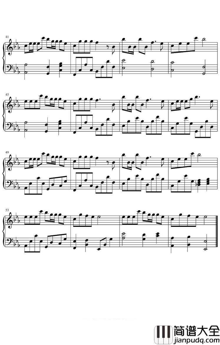 你笑起来真好看钢琴谱_林伟_降E调