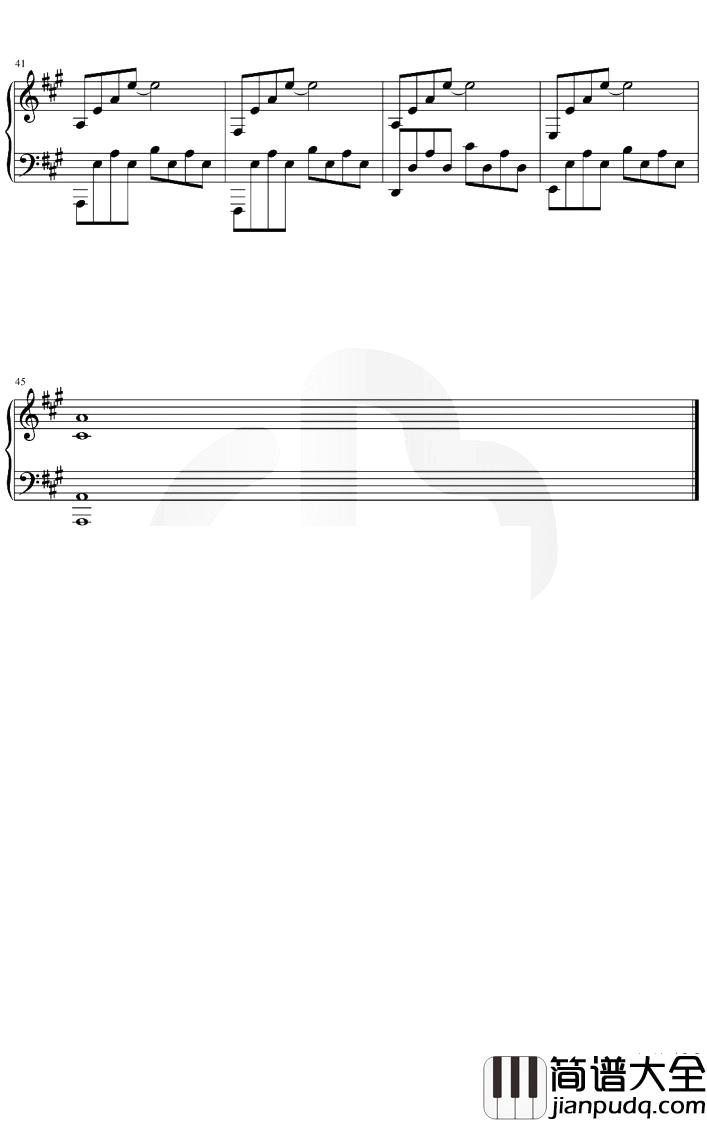 万有引力钢琴谱_汪苏泷_A调