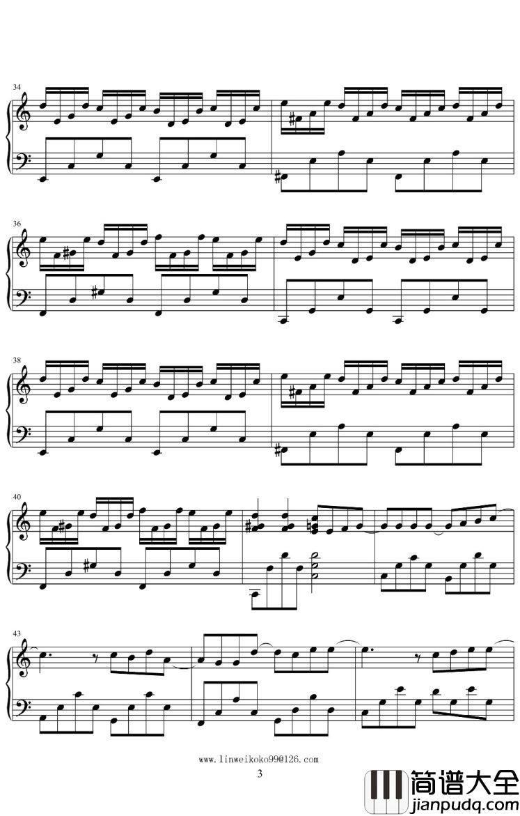 蒲公英的约定钢琴谱_周杰伦_C调简易版