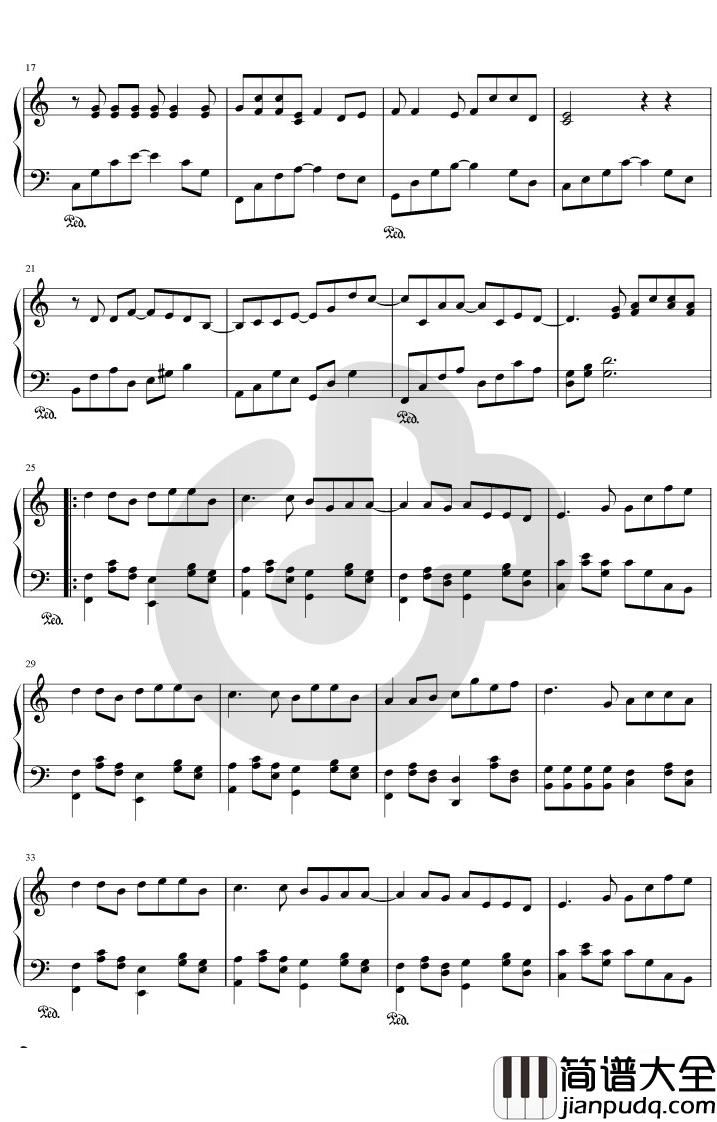 那女孩对我说钢琴谱_黄义达_C调