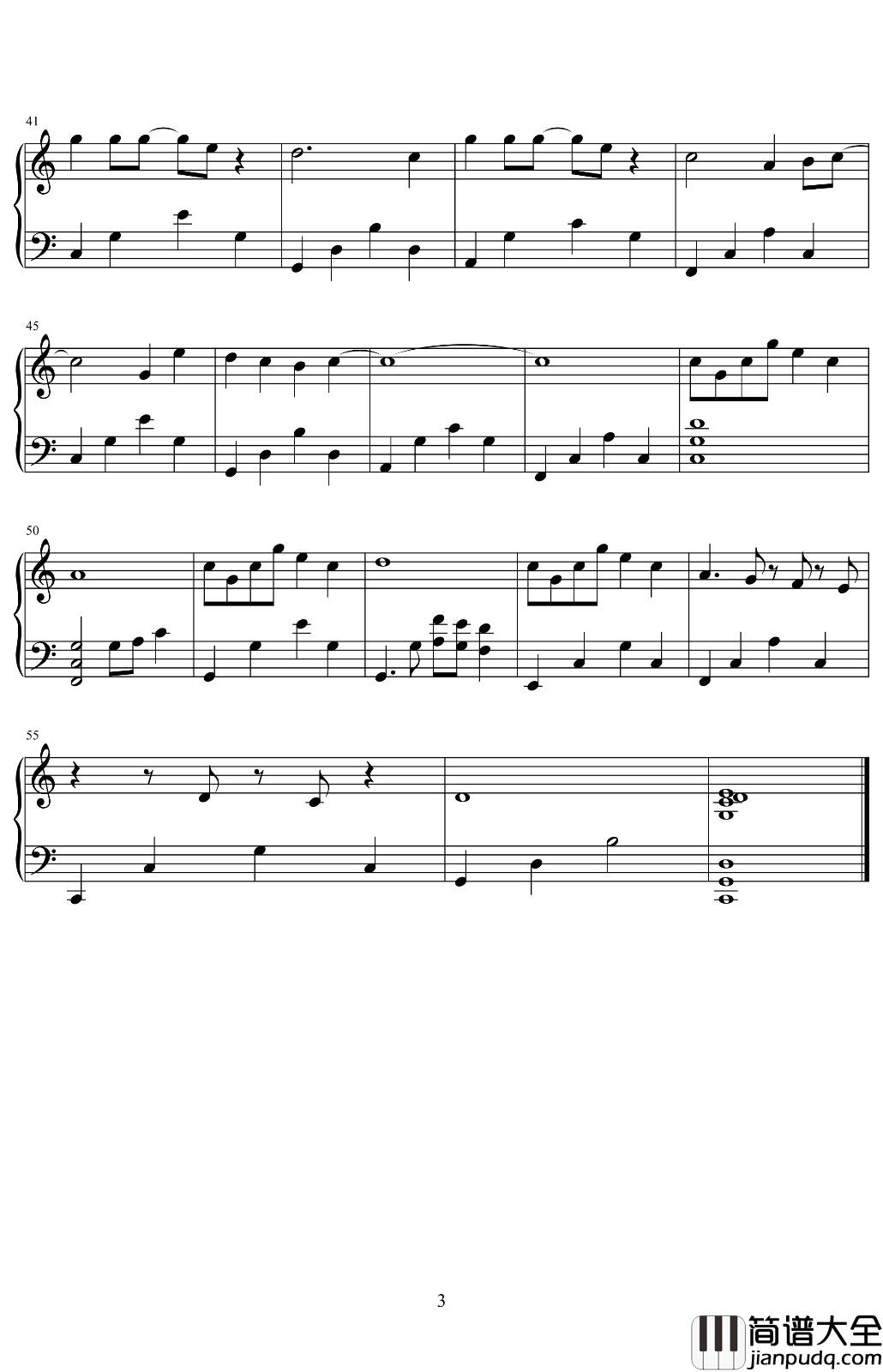 树读钢琴谱_王俊凯_C调简易版