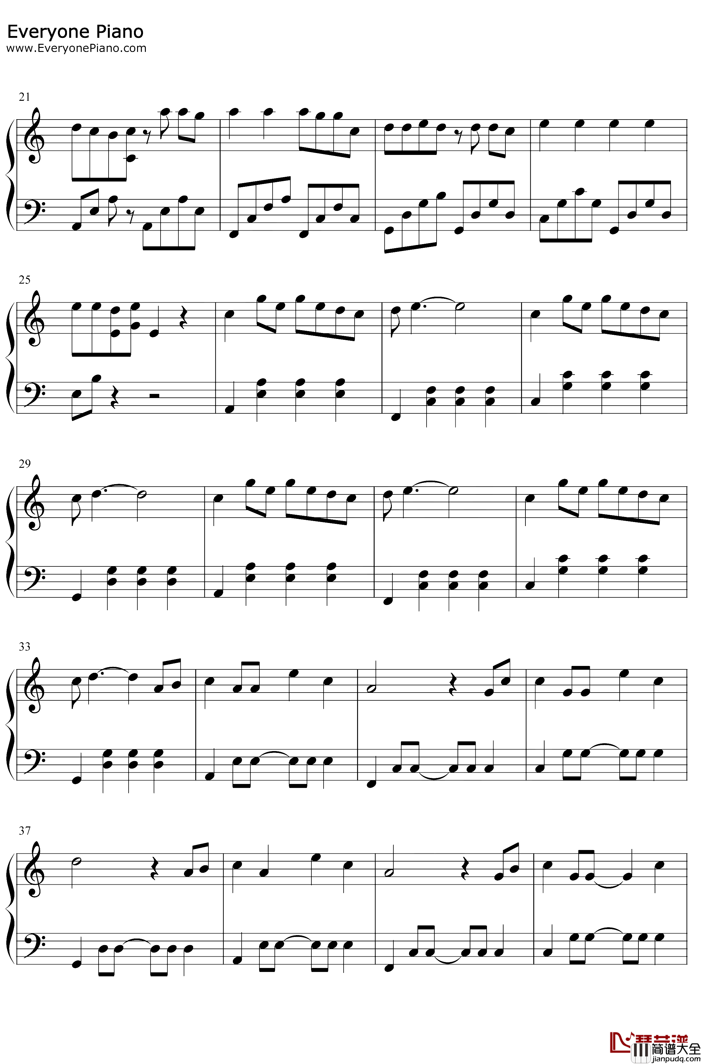 你是人间四月天钢琴谱_解忧邵帅_C调_触动心灵的歌太好听了