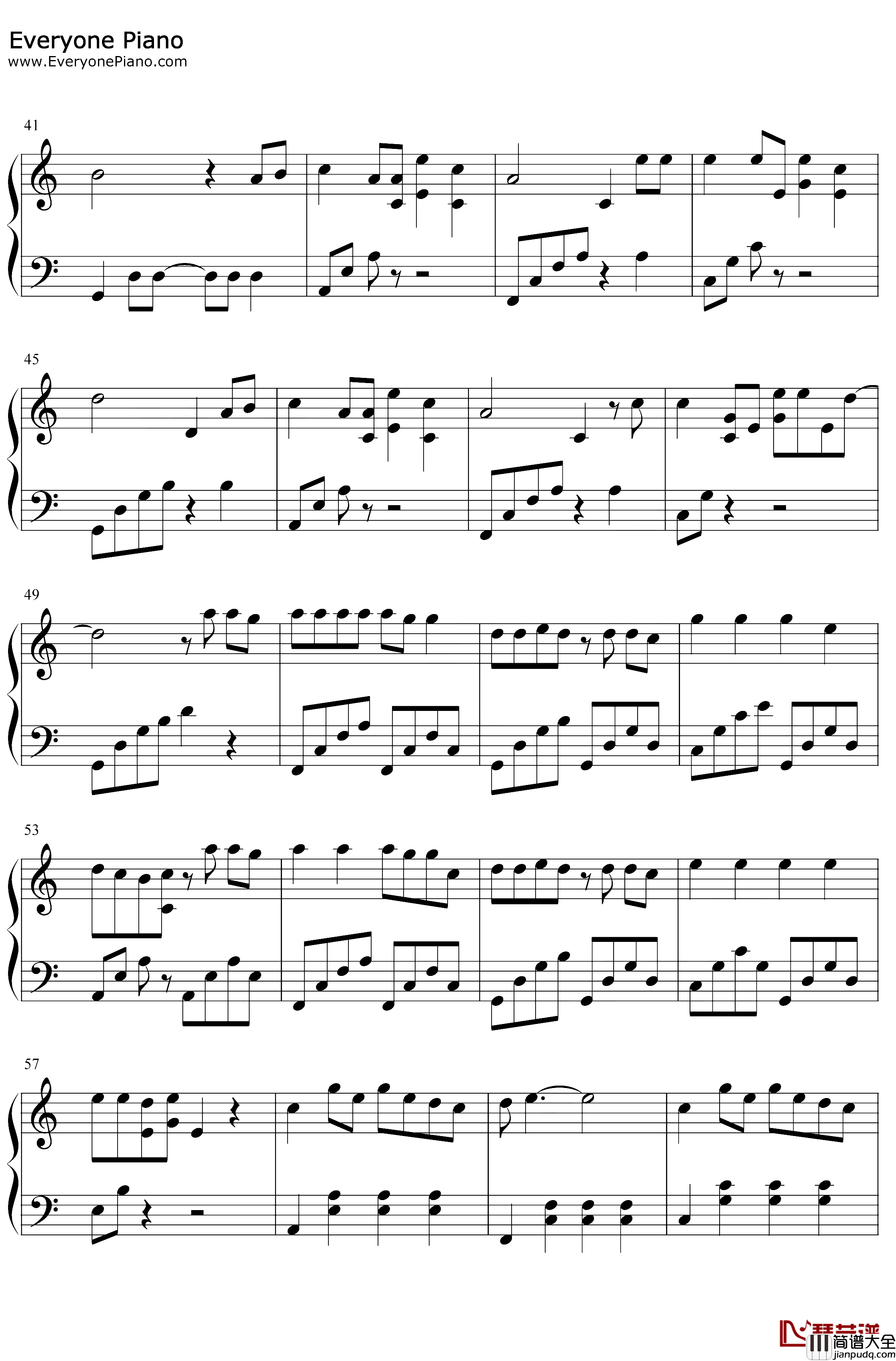 你是人间四月天钢琴谱_解忧邵帅_C调_触动心灵的歌太好听了