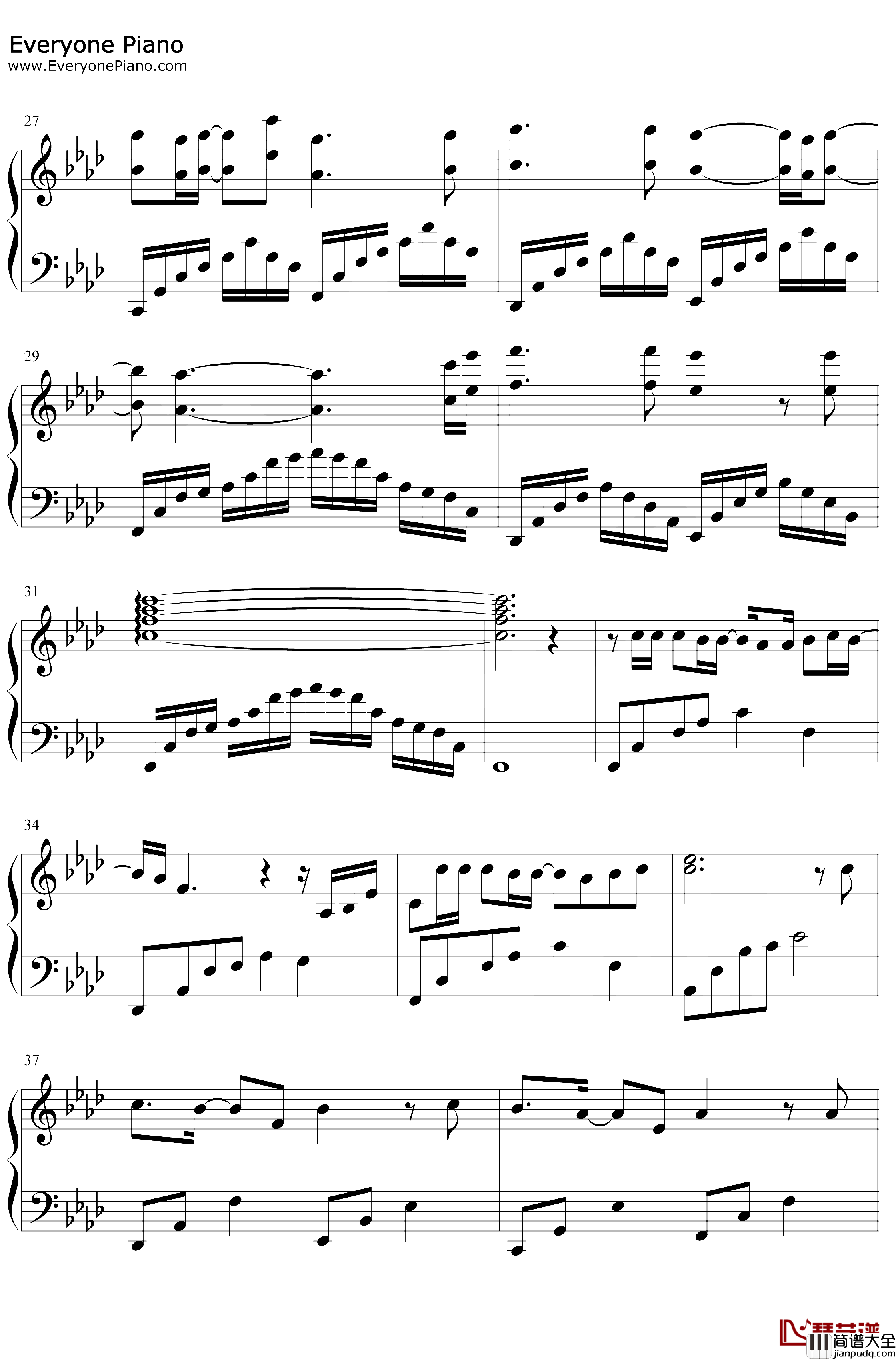 此生不换钢琴谱_青鸟飞鱼_仙剑奇侠传三插曲