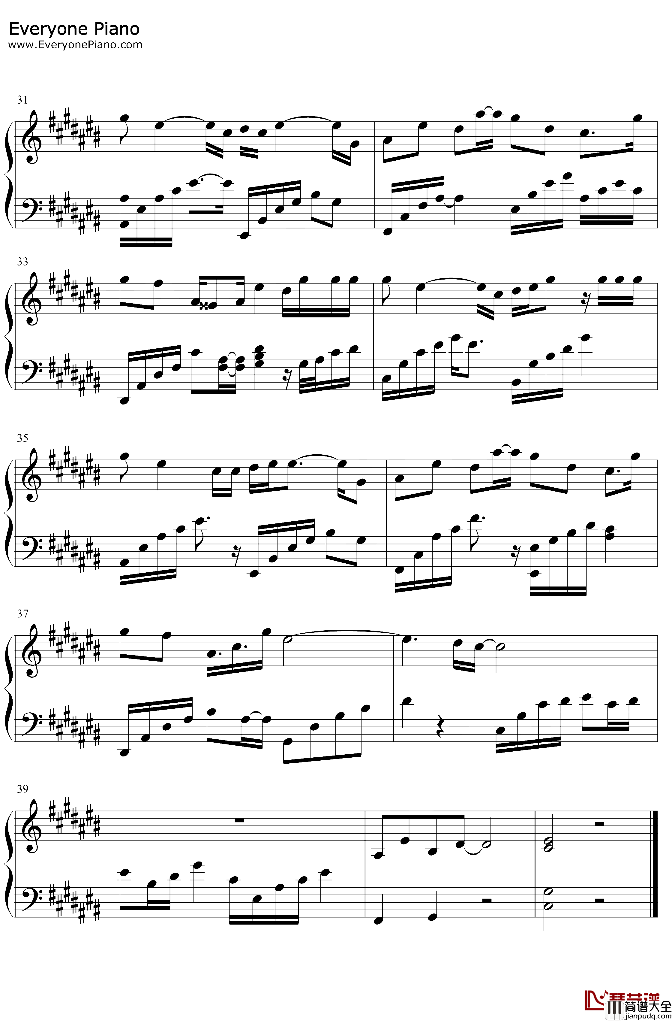 月夜钢琴谱_双笙妖扬_传闻中的陈芊芊片头曲