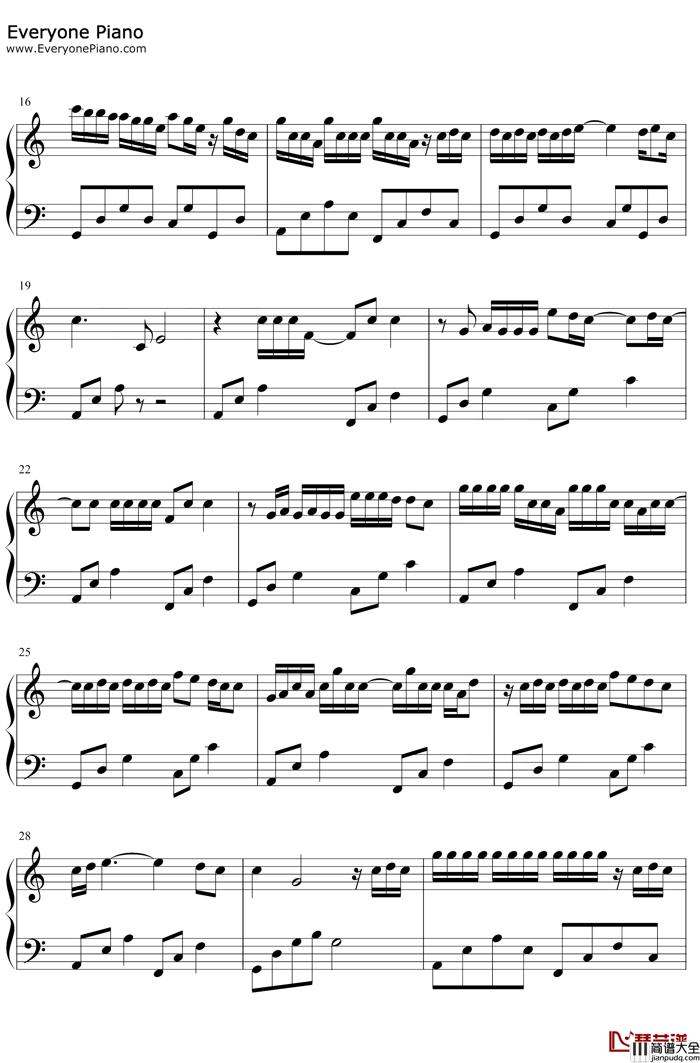 还是分开钢琴谱_张叶蕾_C调简单版_我和你猜了又猜想过再想决定分开