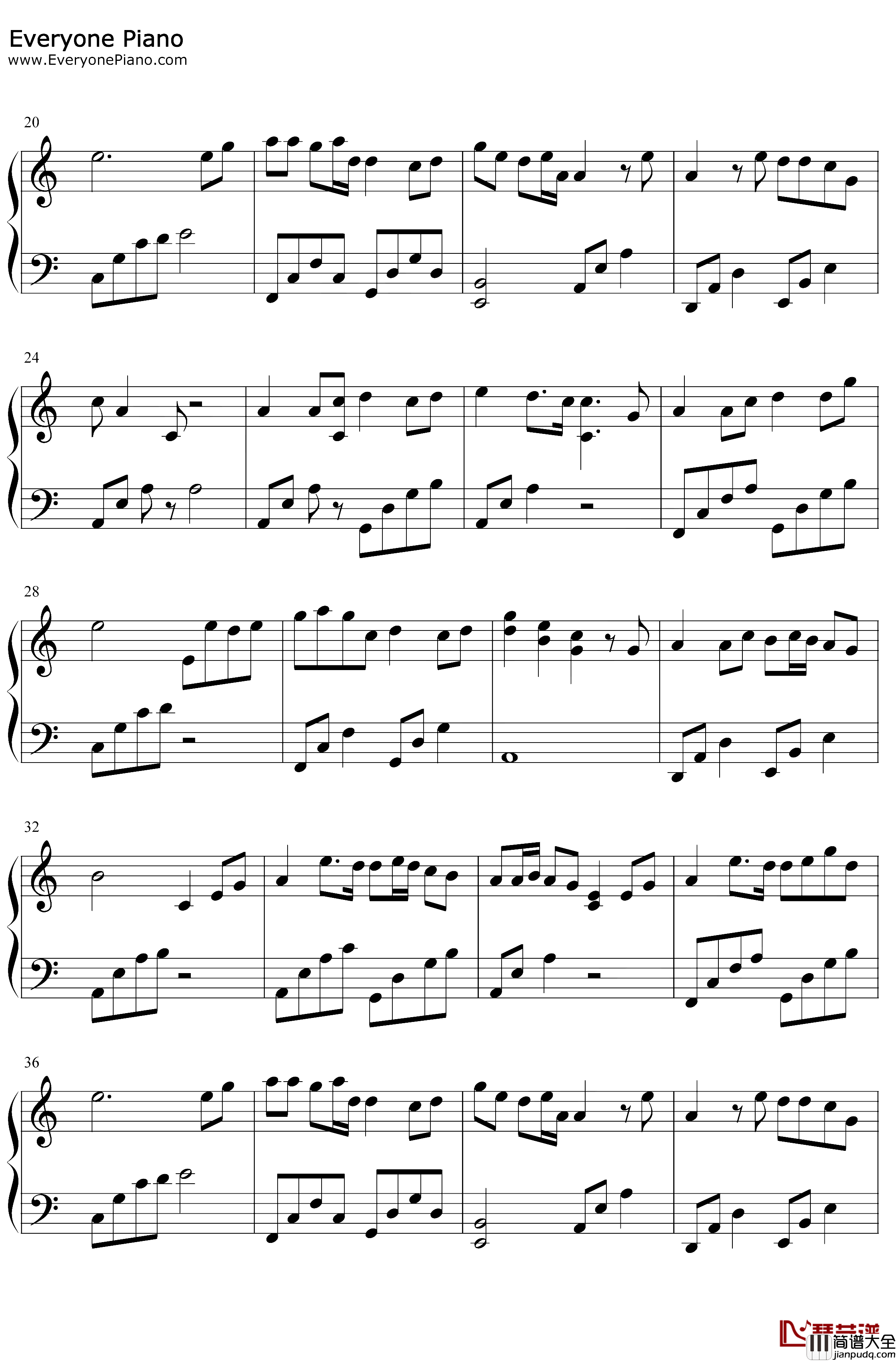 三生缘钢琴谱_程响_你说此生不负良人千里共婵娟